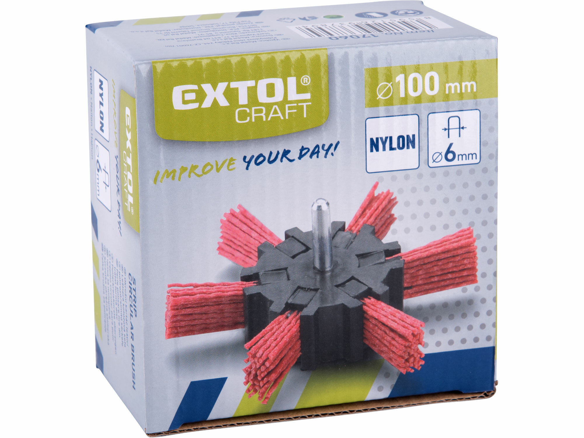 Kartáč okružný vlnitý so stopkou, Ø100mm, šírka 20mm, nylonové vlákno 1,2mm, EXTOL CRAFT