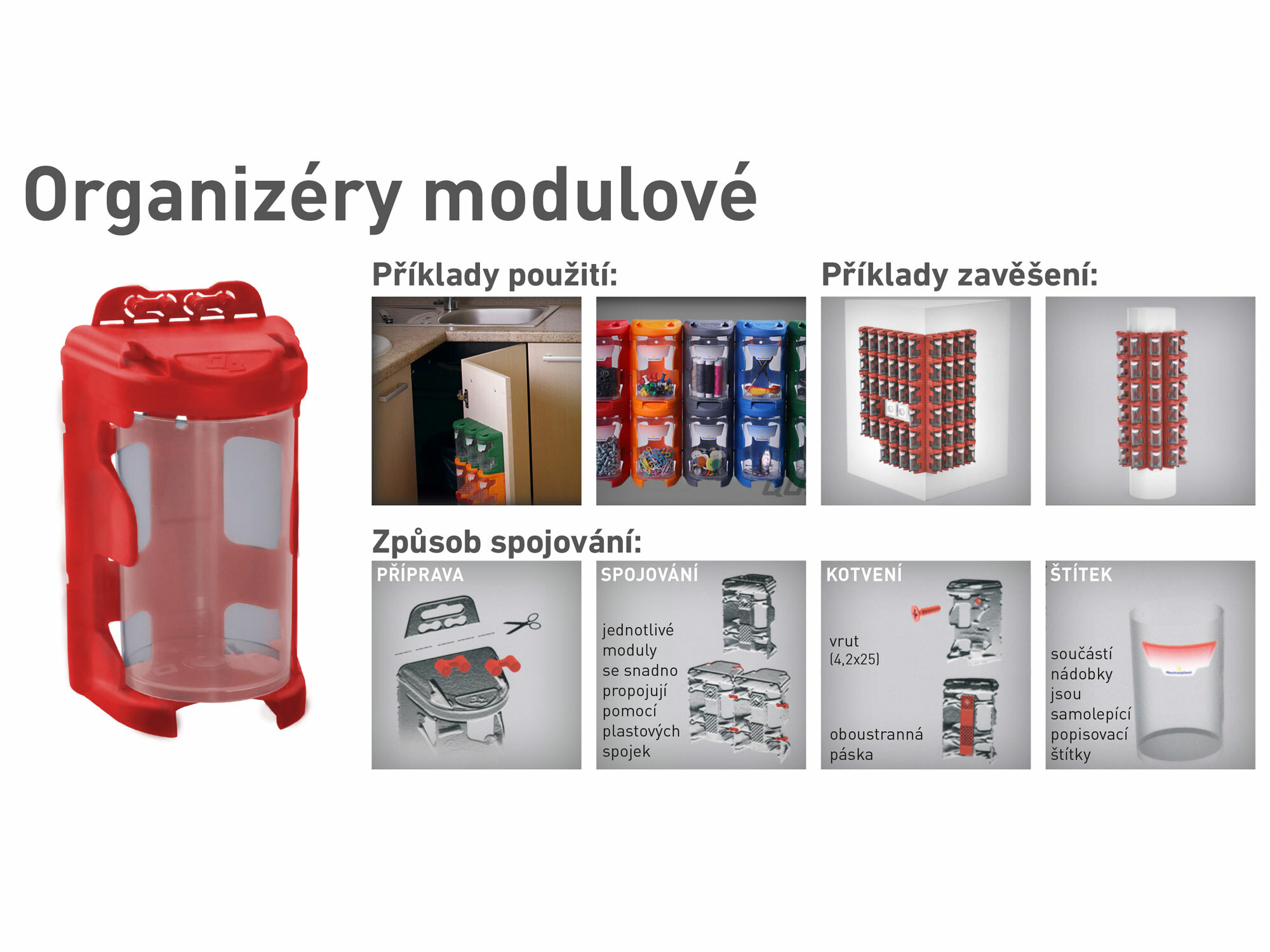 Organizér modulový prenosný, 8 modulov, PP
