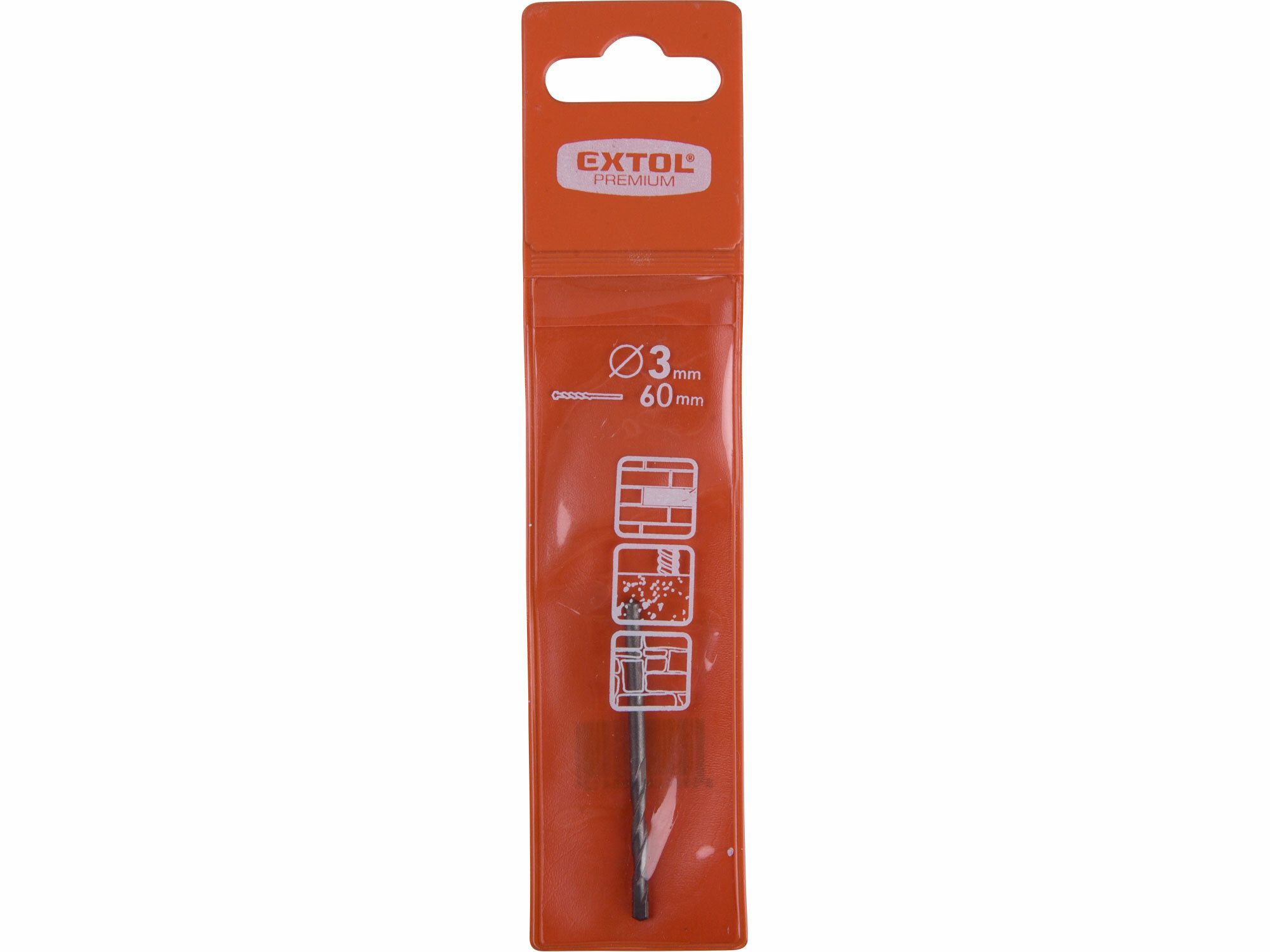 Vrták do betónu s valcovou stopkou, Ø3x65mm, SK, EXTOL PREMIUM