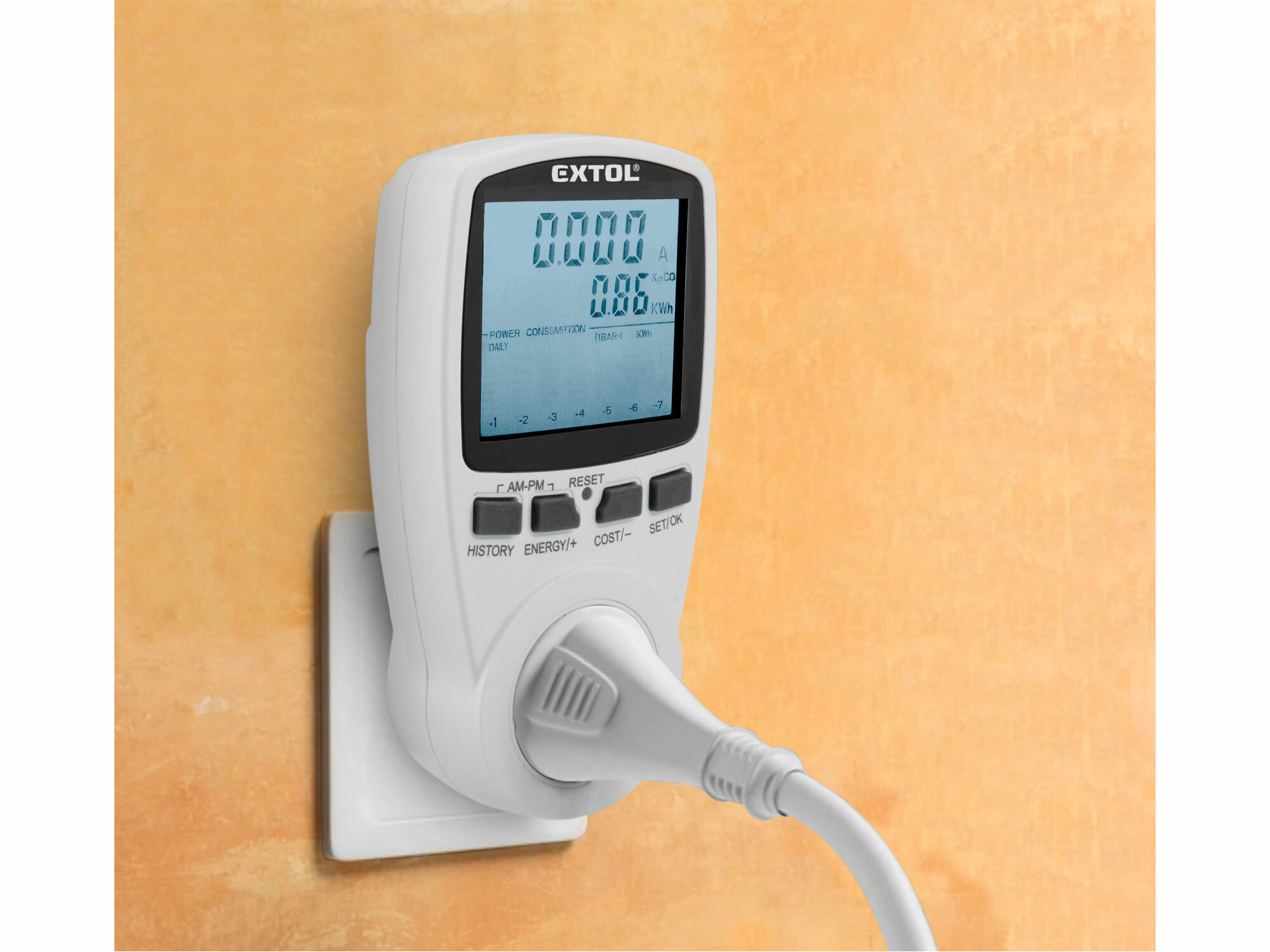 Merač príkonu a spotreby, max. 3680W, meranie: W/Wh/A/V/Hz, EXTOL PREMIUM