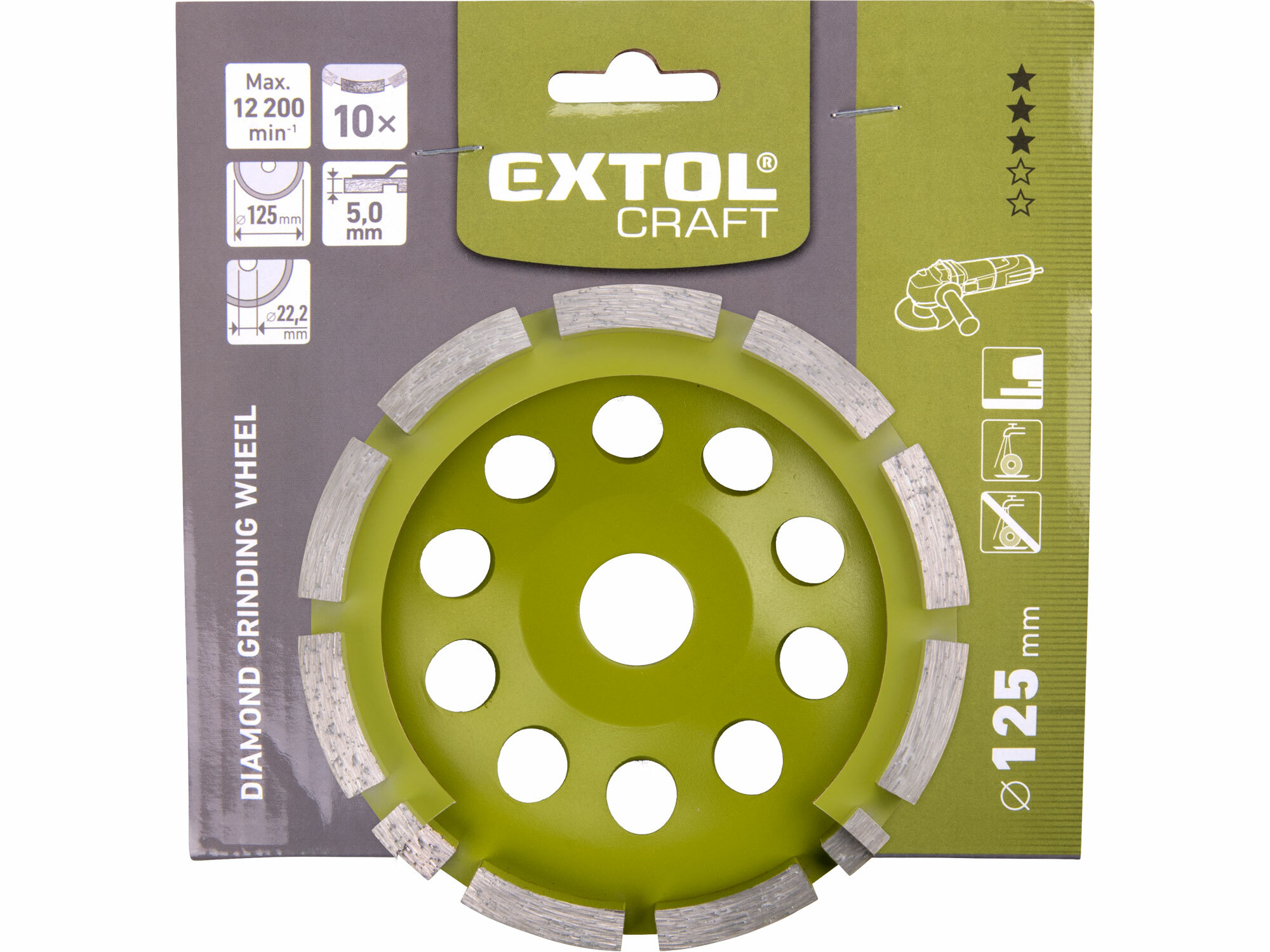 Kotúč brúsny diamantový jednoradový, 125mm, EXTOL CRAFT