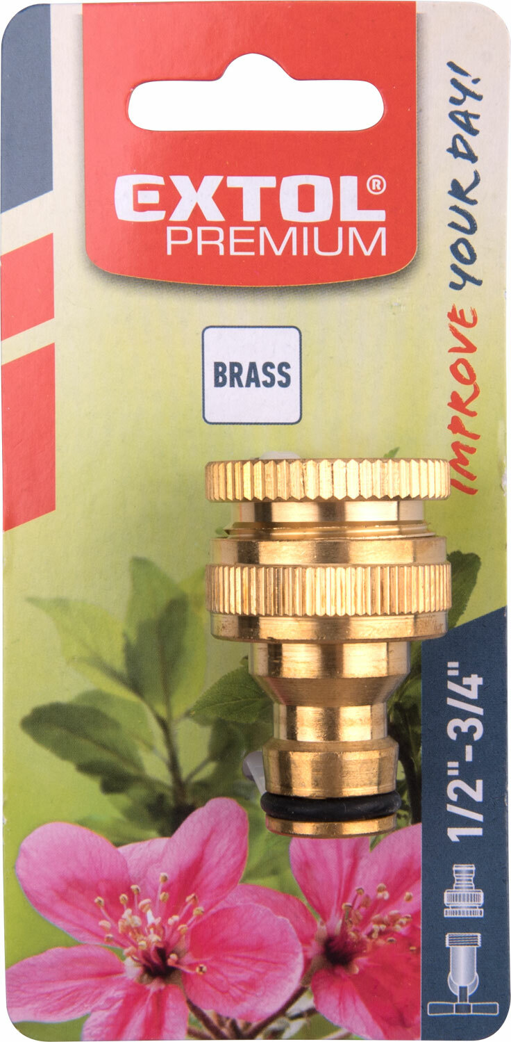Rýchlospojka na záhradný ventil mosadzná, adaptér na 3/4'' a 1/2'' ventil, mosadz, EXTOL PREMIUM