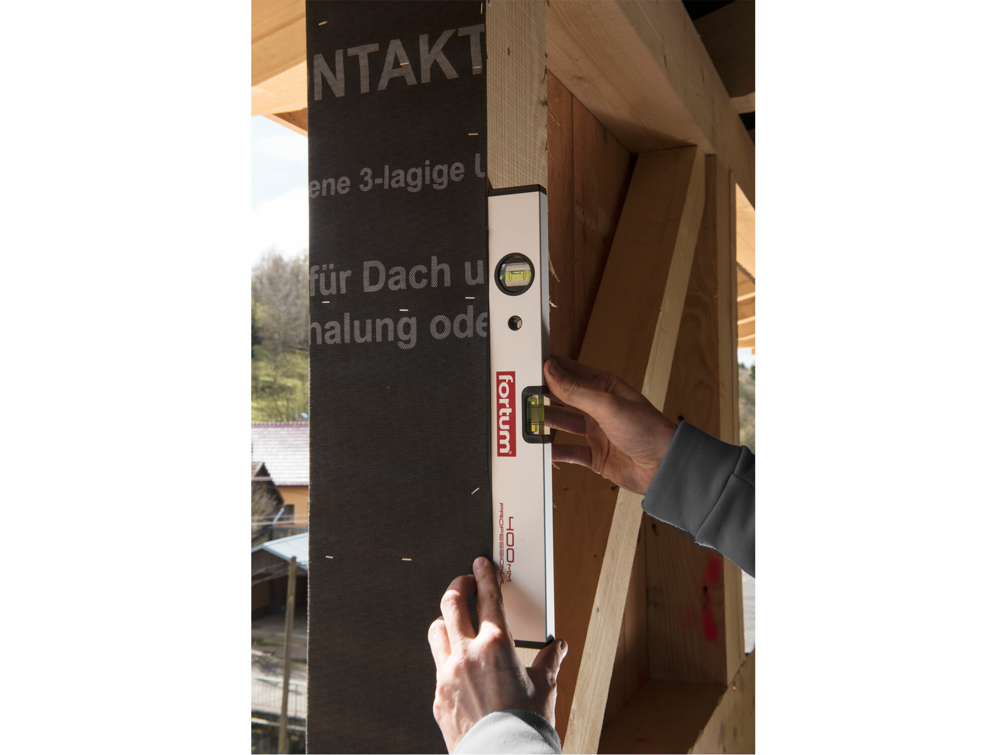 Vodováha hliníková, 2 libely, 400mm, FORTUM