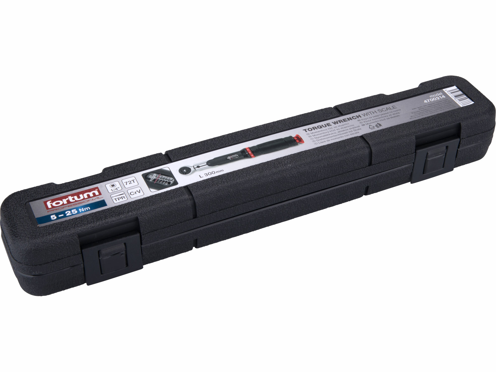 Kľúč momentový so stupnicou, 1/4", 5-25Nm, dĺžka 300mm, FORTUM