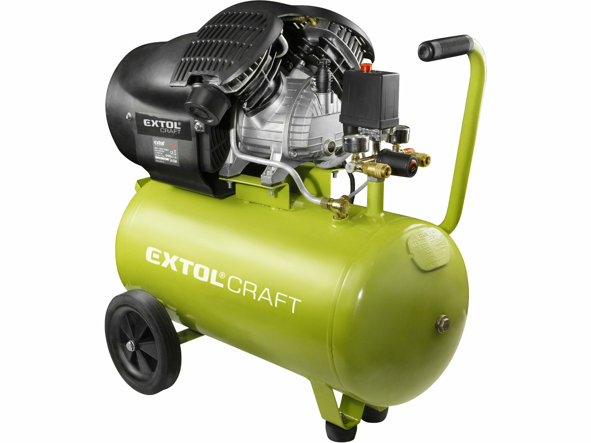 Kompresor olejový dvojvalcový, príkon 2200W, 50 l, EXTOL CRAFT