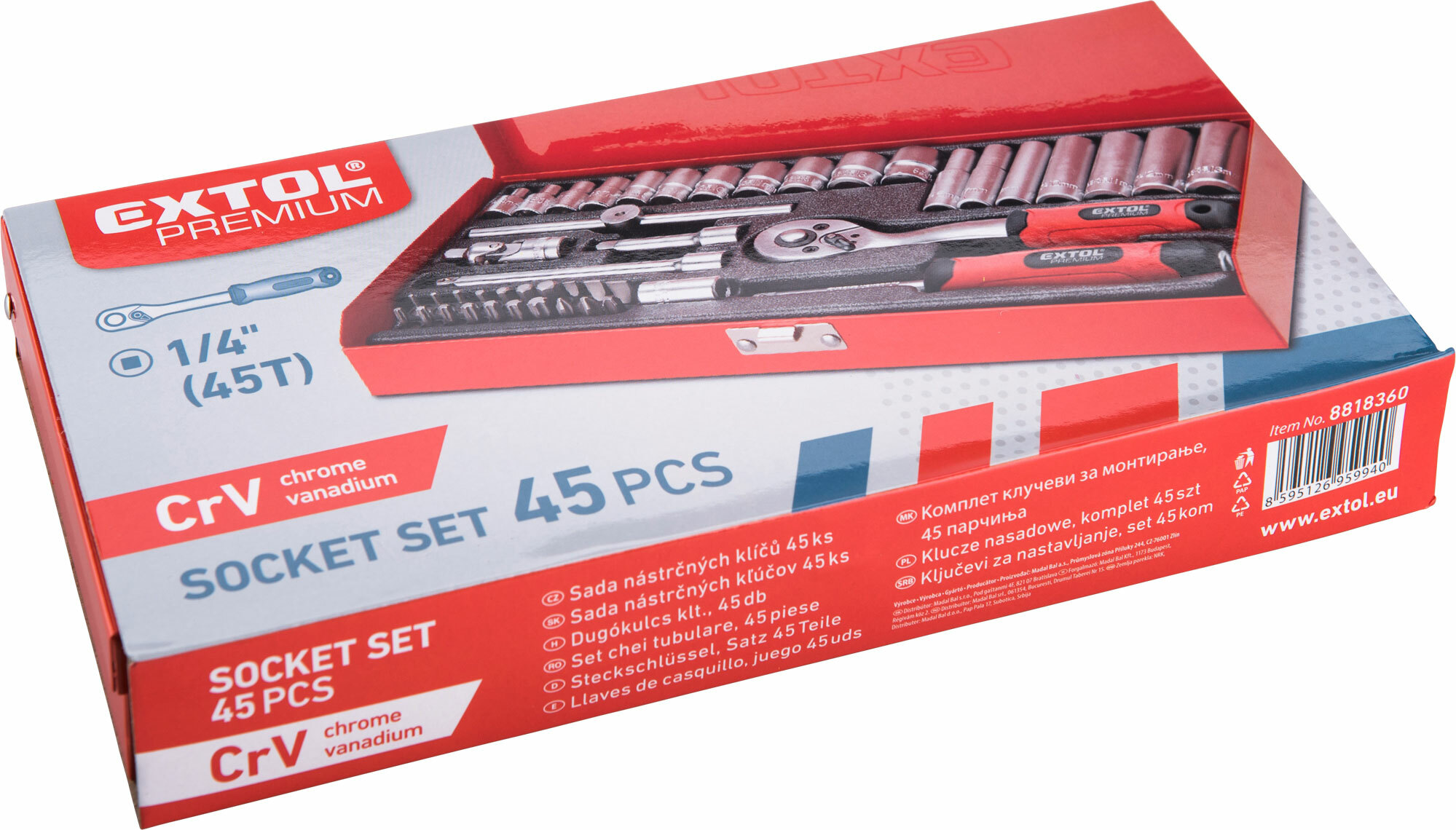 Sada nástrčných kľúčov, 45-dielna, EXTOL PREMIUM
