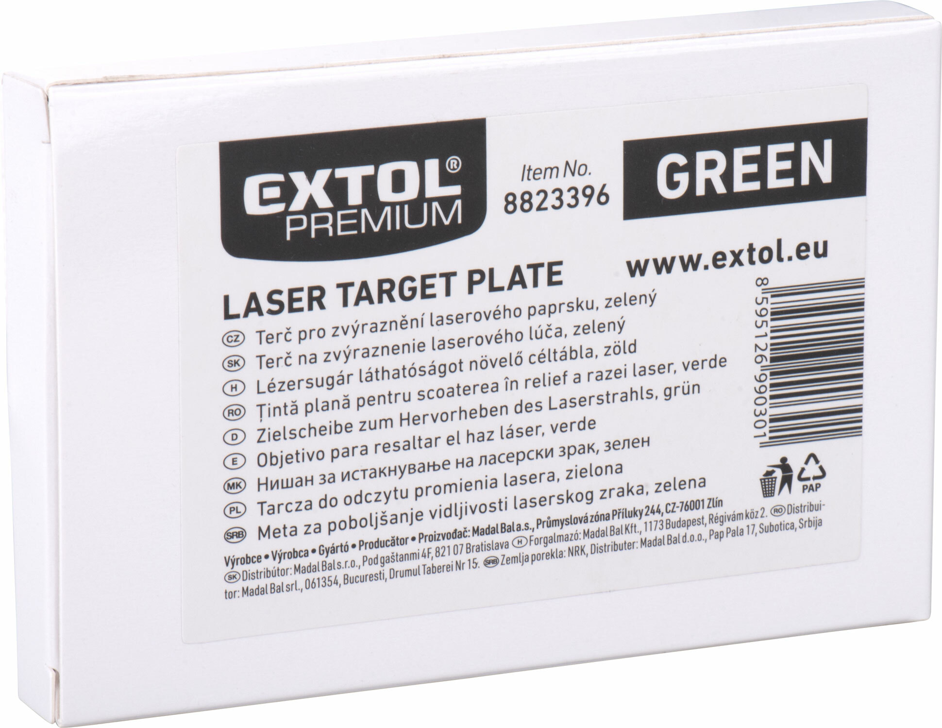 Terčík k laserovej vodováhe plastový, zelený, EXTOL PREMIUM