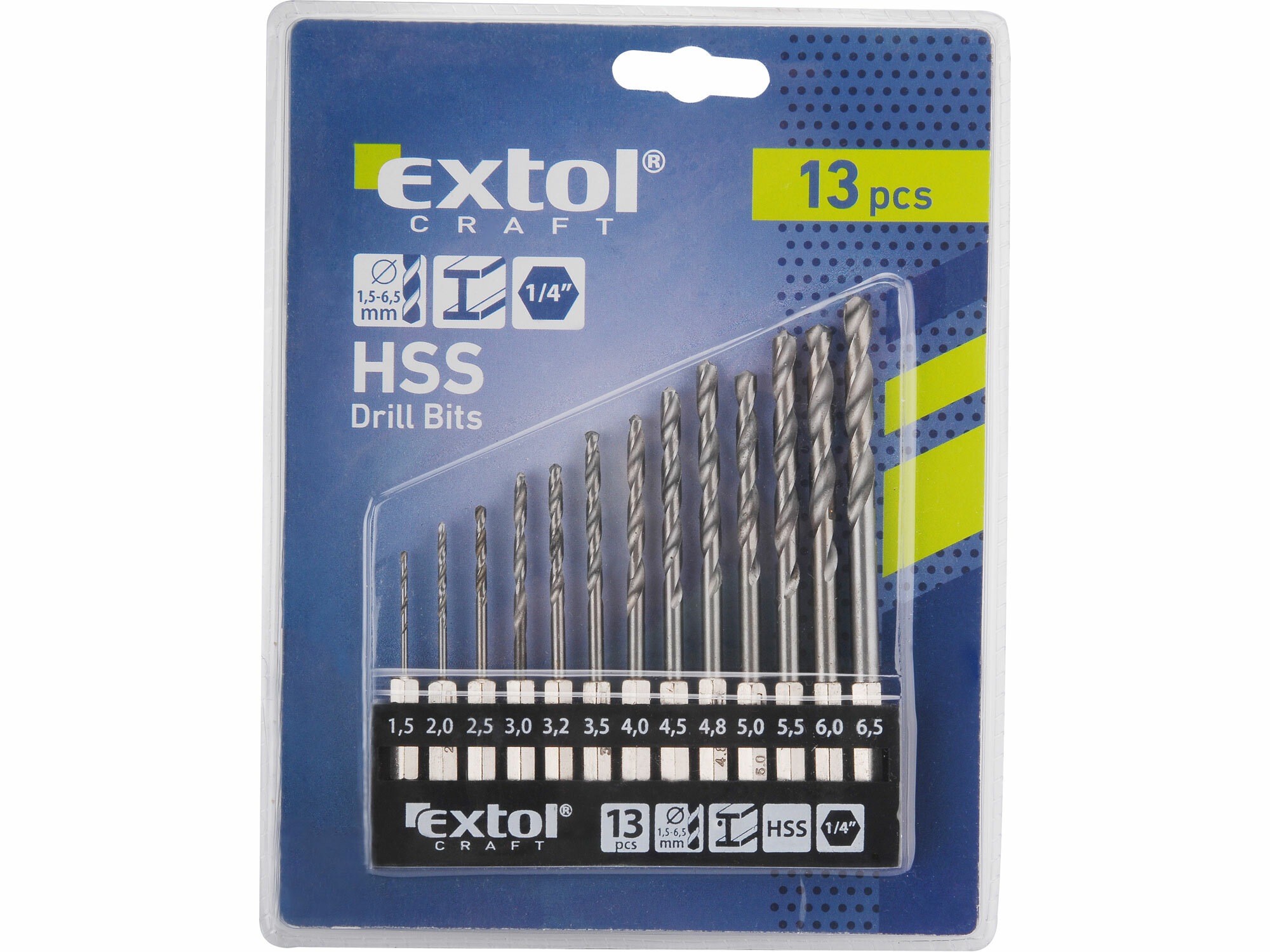 Sada vrtákov do kovu 1,5-6,5mm s 1/4" šesťhranným úchytom