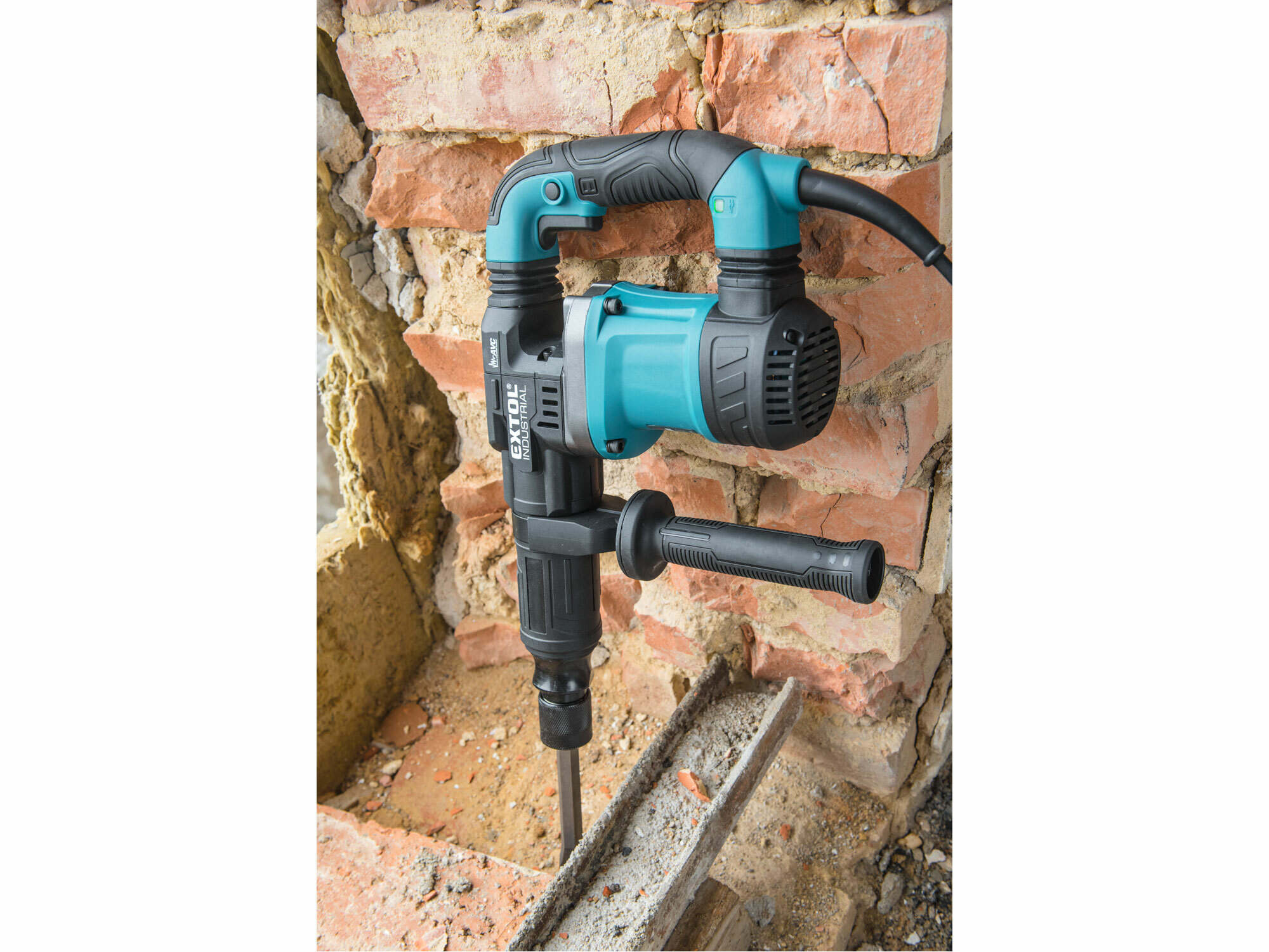 Kladivo sekacie HEX 17mm, 1200W, energia úderu 14J, antivibračná rukoväť, EXTOL INDUSTRIAL