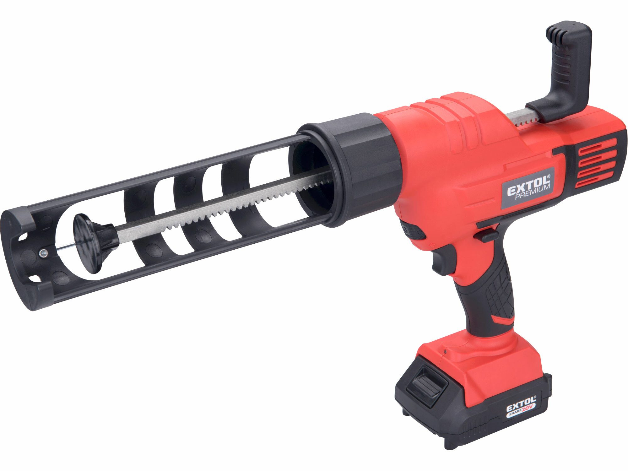 Pištoľ výtlačná aku Share20V, 1x 2Ah, 50-560mm/min, EXTOL PREMIUM