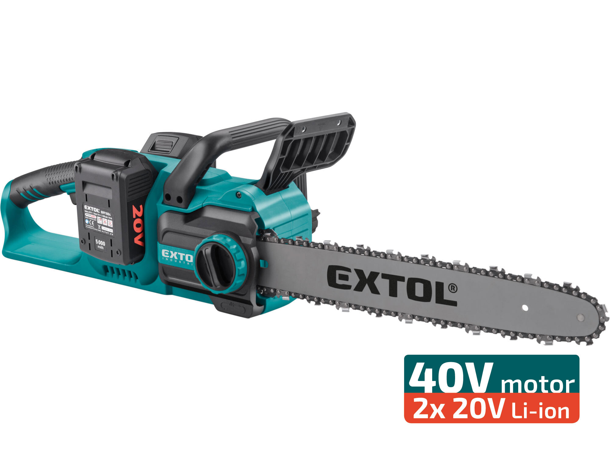 Píla reťazová Share20V, 2x 4Ah, čepeľ 455mm, bezuhlíkový motor