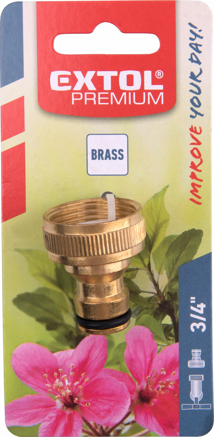 Rýchlospojka na záhradný ventil mosadzná, adaptér na 3/4'' ventil, mosadz, EXTOL PREMIUM