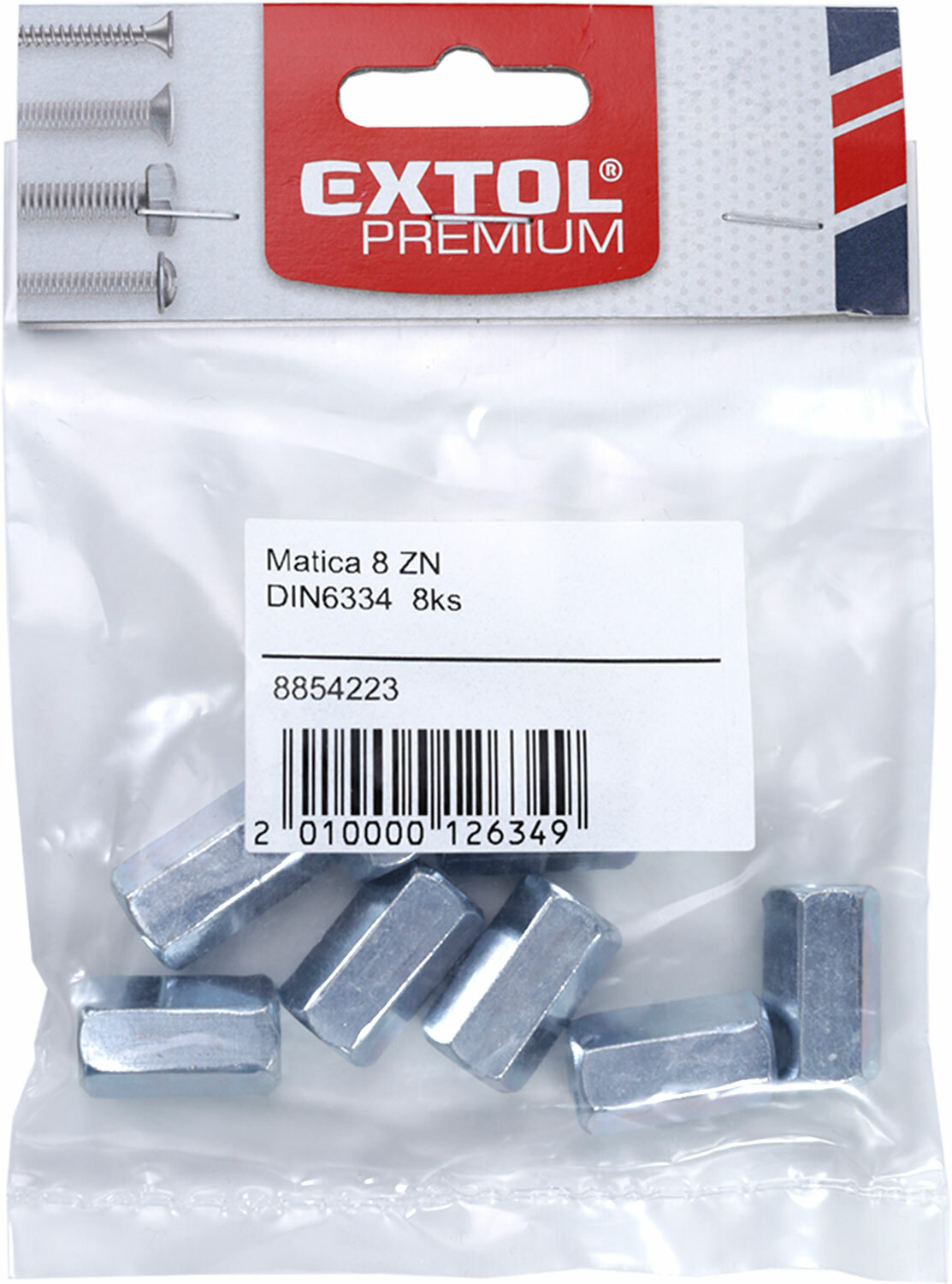 Matica predĺžená DIN6334 ZN, 4ks, M10x30, EXTOL PREMIUM