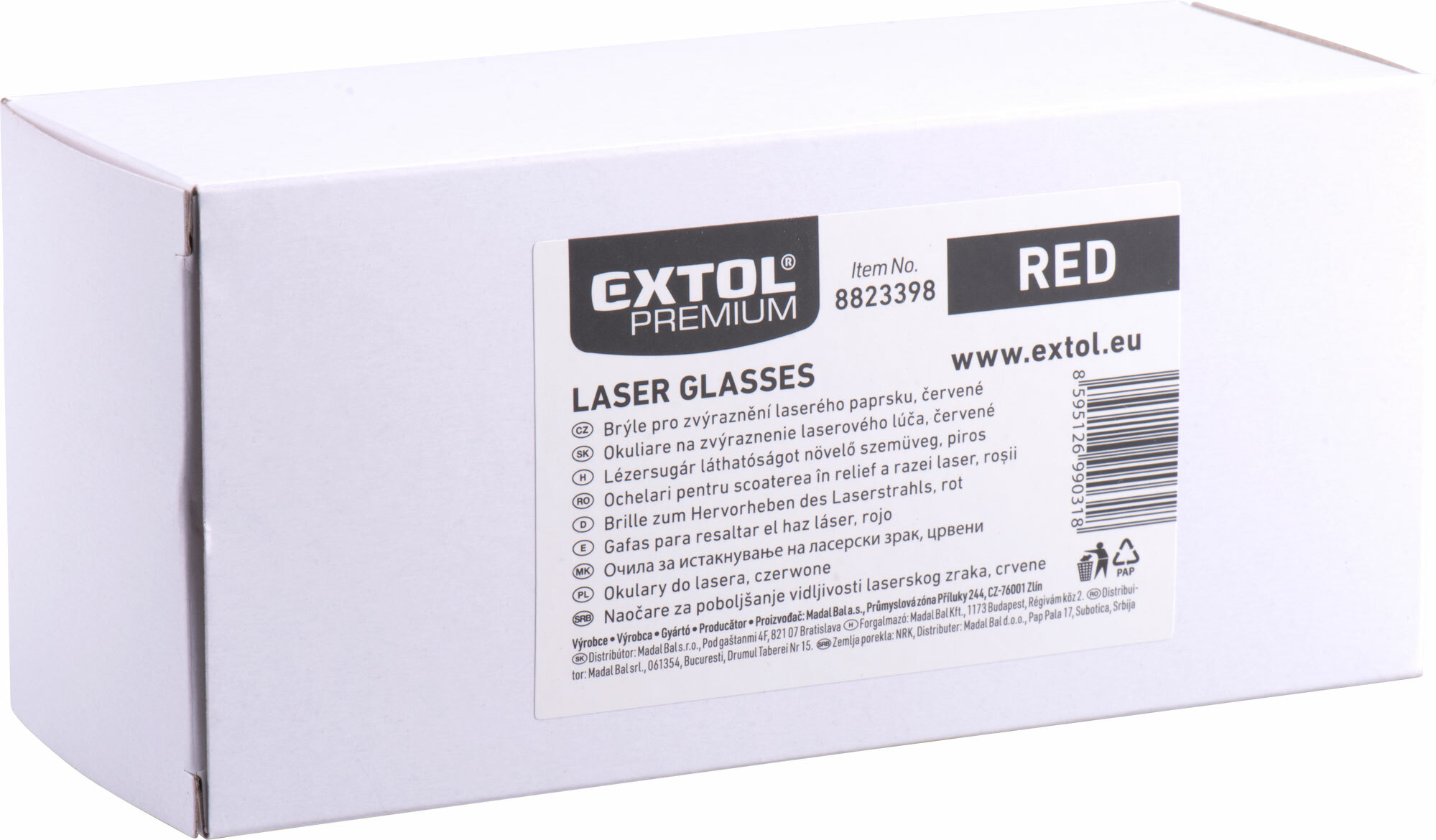 Okuliare k laserovej vodováhe, zelené, EXTOL PREMIUM