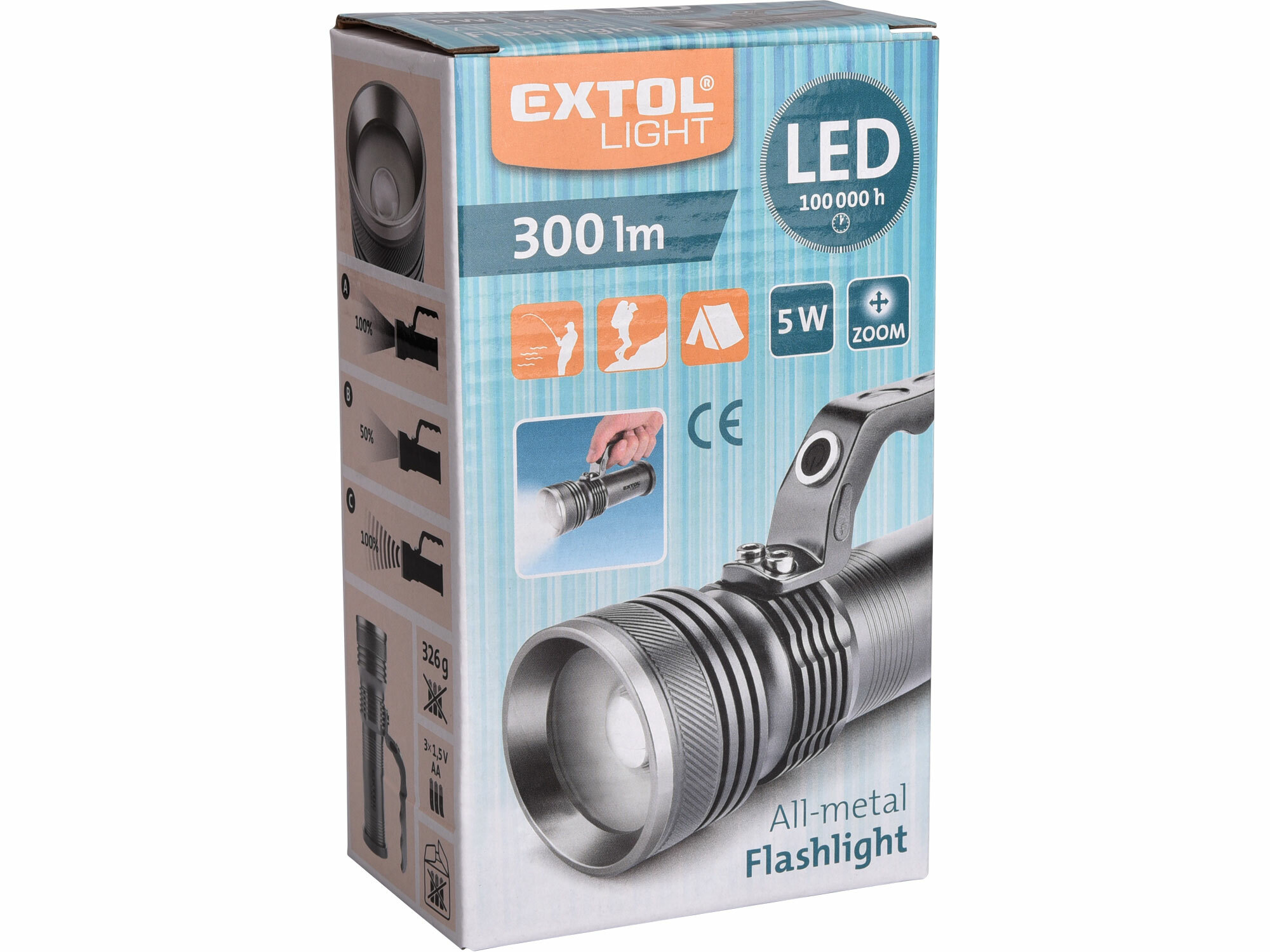 Svietidlo s rukoväťou 5W LED, 300lm, 3xAA