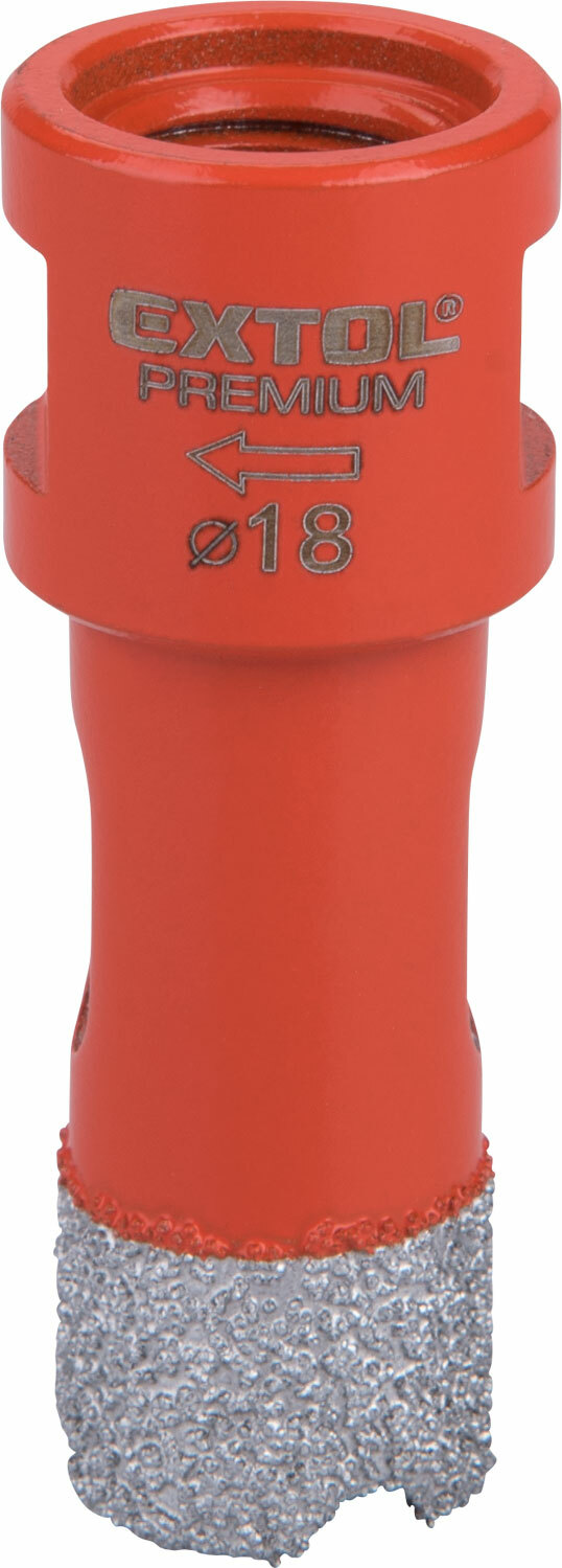 Vrták korunkový diamantový do uhlovej brúsky, Ø18mm, EXTOL PREMIUM