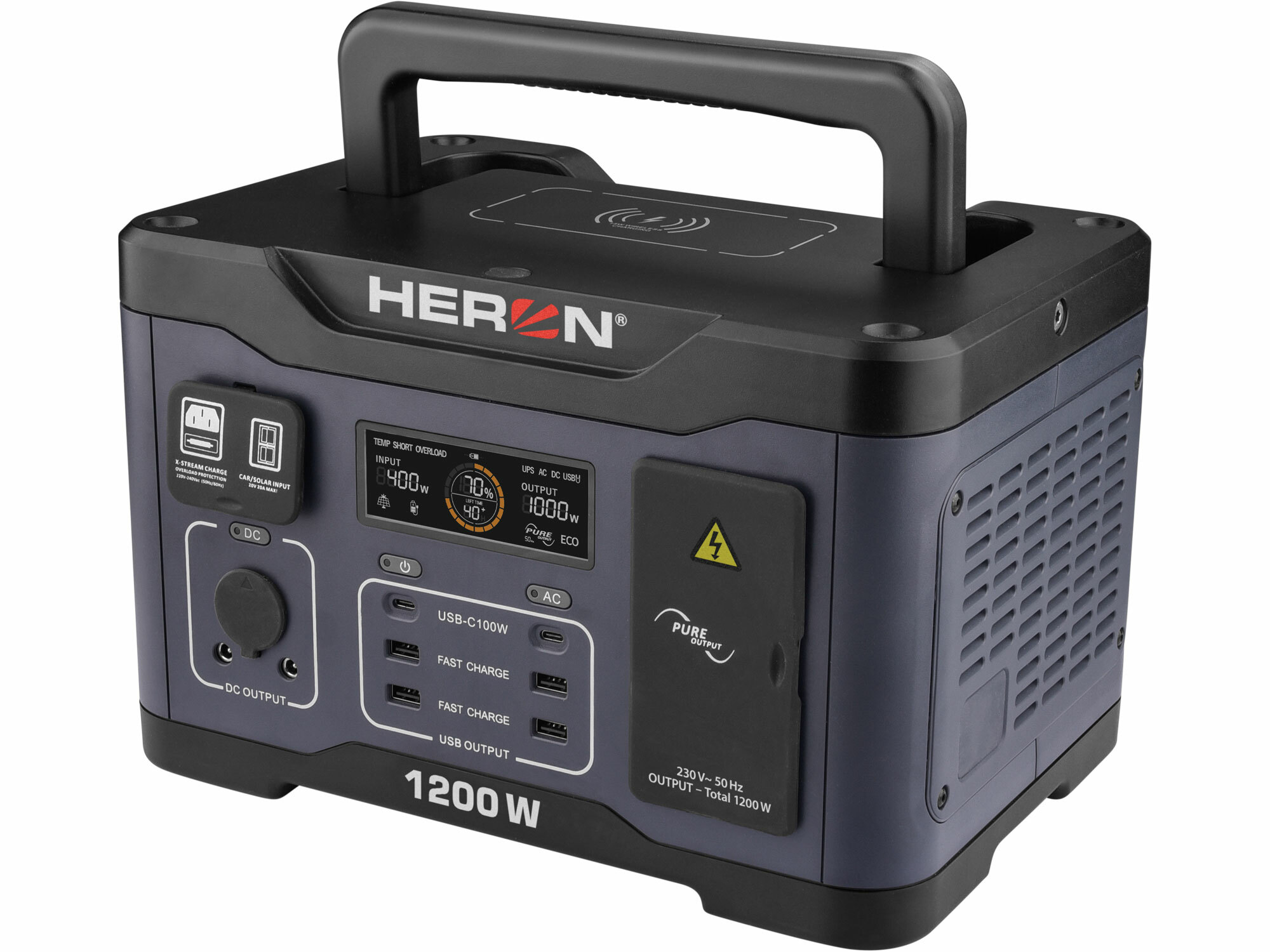 Stanica nabíjacia akumulátorová, 230V/1200W, 921Wh, LiFePo4, USB, HERON