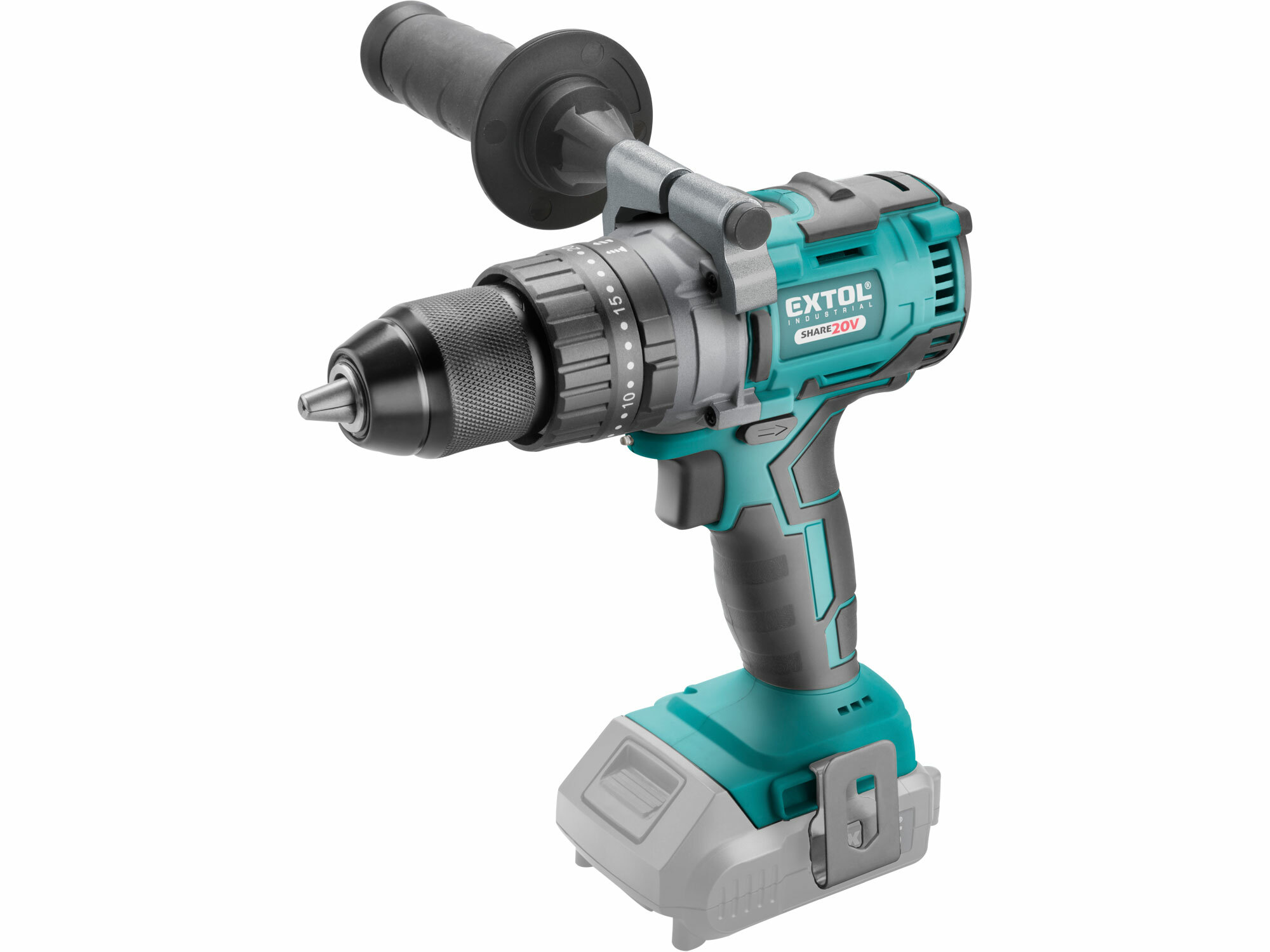 Vŕtačka s príklepom Share20V, bez aku, 65Nm, bezuhlíkový motor, kufor, EXTOL INDUSTRIAL