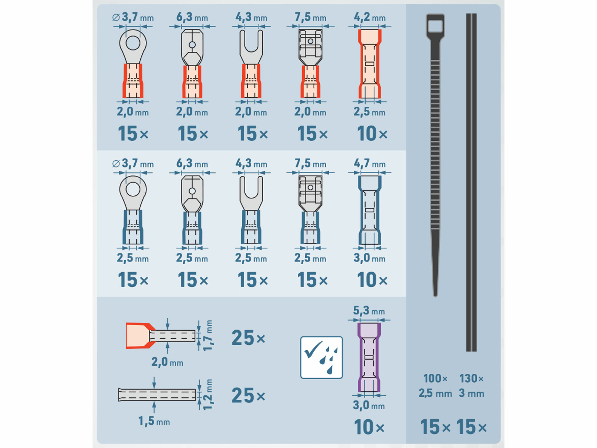 Kliešte odizolovacie a krimpovacie s konektormi, pre káble 0,2-6,0mm2, sada 231ks
