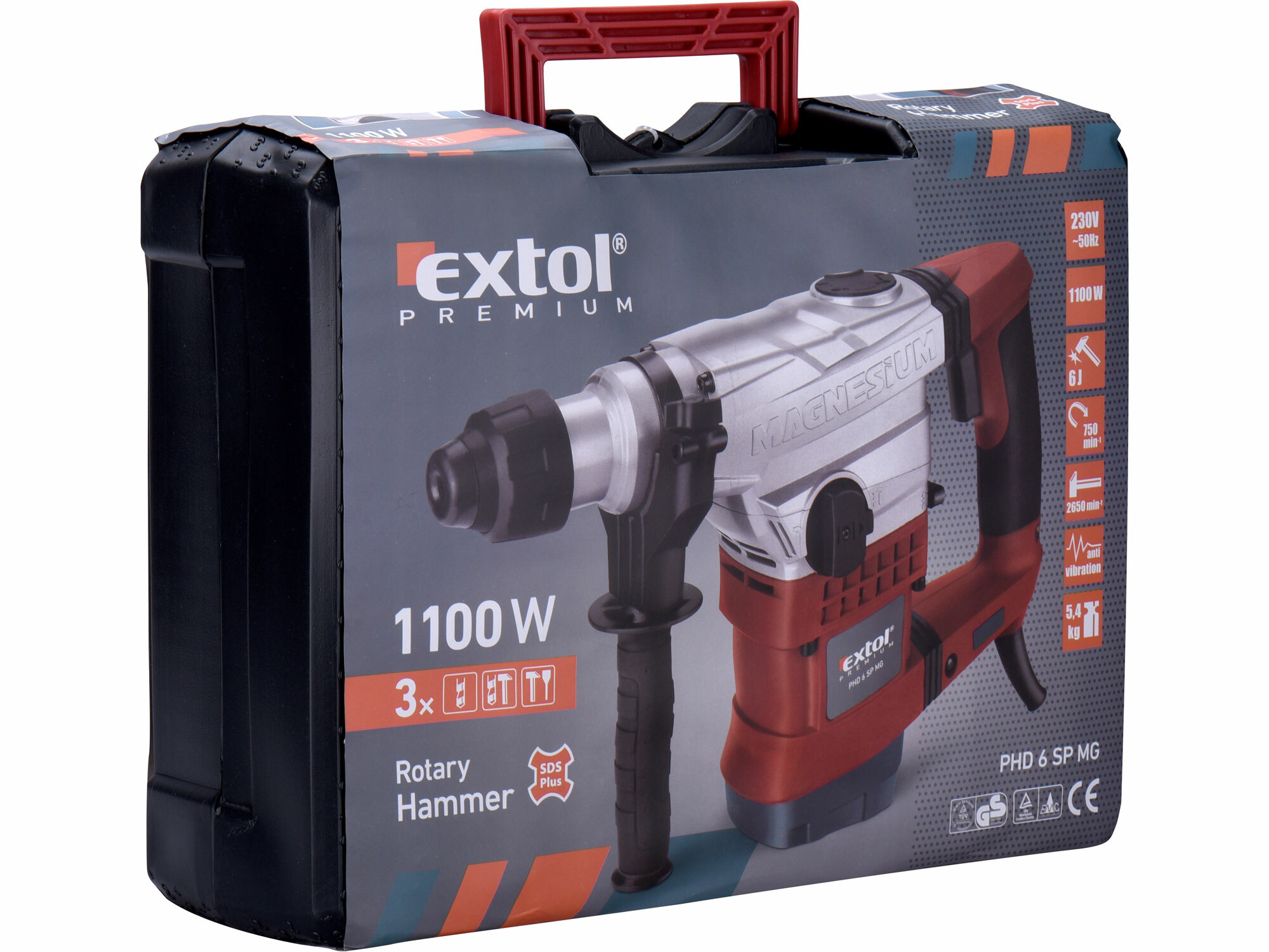 Kladivo vŕtacie a sekacie, SDS-plus, príkon 1100W, 6 J