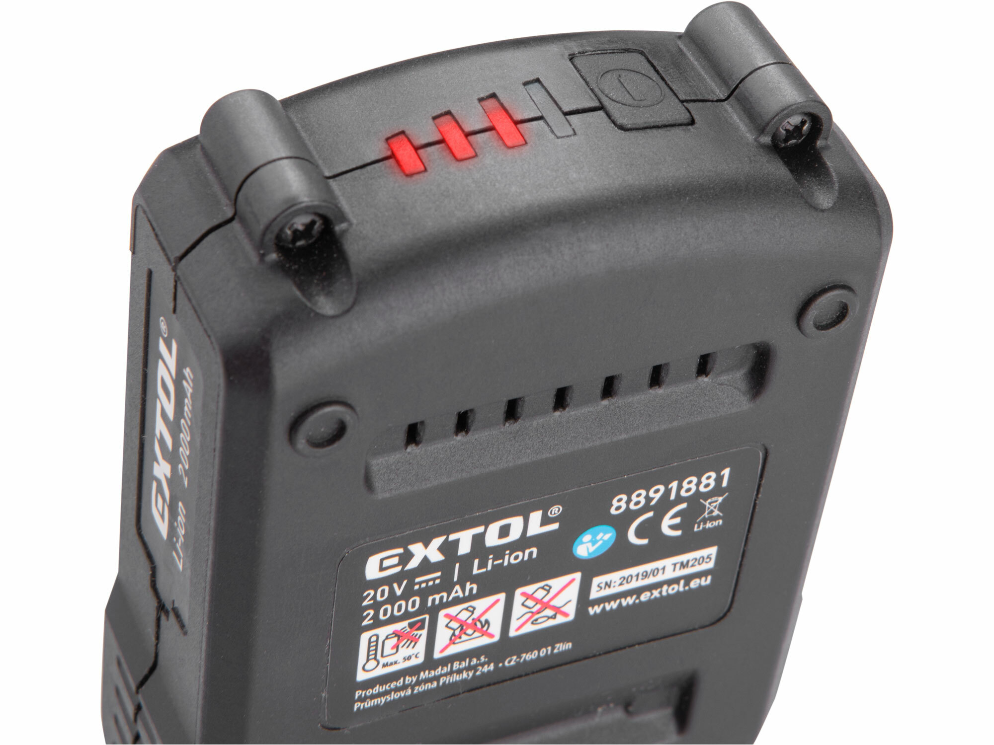 Kladivo vŕtacie aku Share20V, 1x 2Ah, SDS-plus, 1,2J, EXTOL PREMIUM