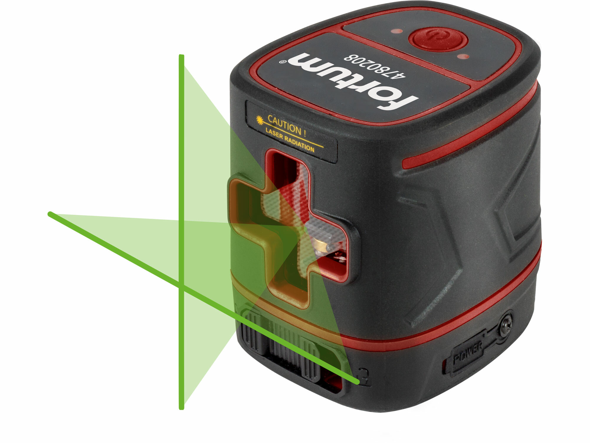 Laser líniový, krížový samonivelačný, zelený, 1H1V, Li-ion akumulátor, FORTUM