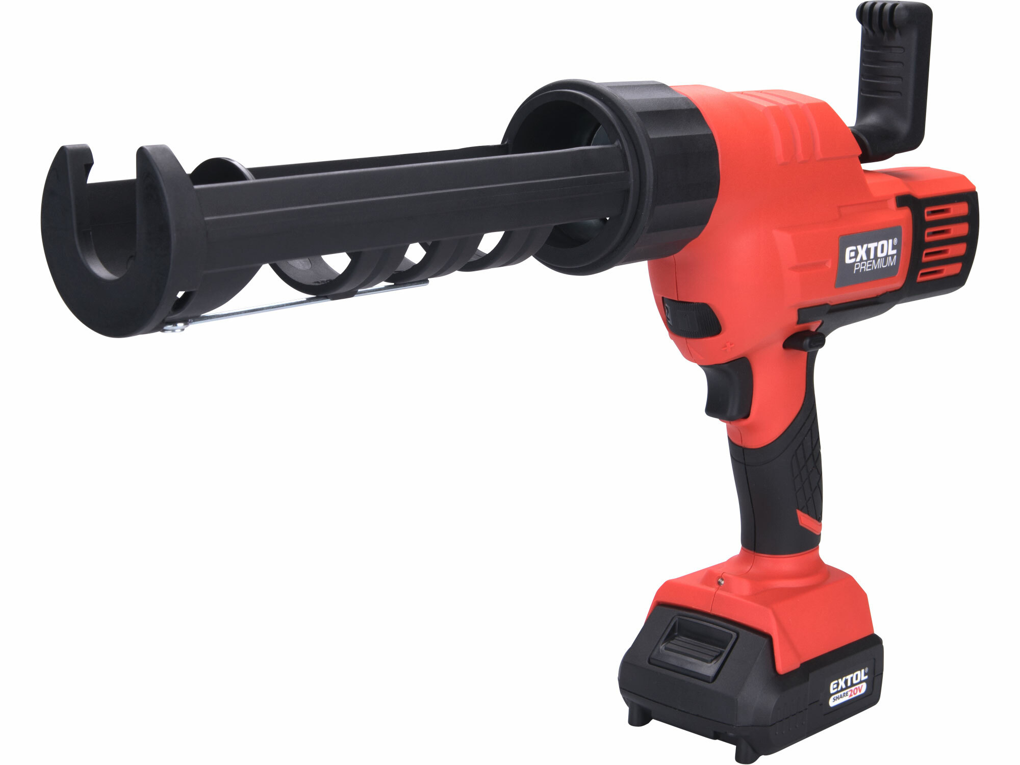 Pištoľ výtlačná aku Share20V, 1x 2Ah, 50-560mm/min, EXTOL PREMIUM