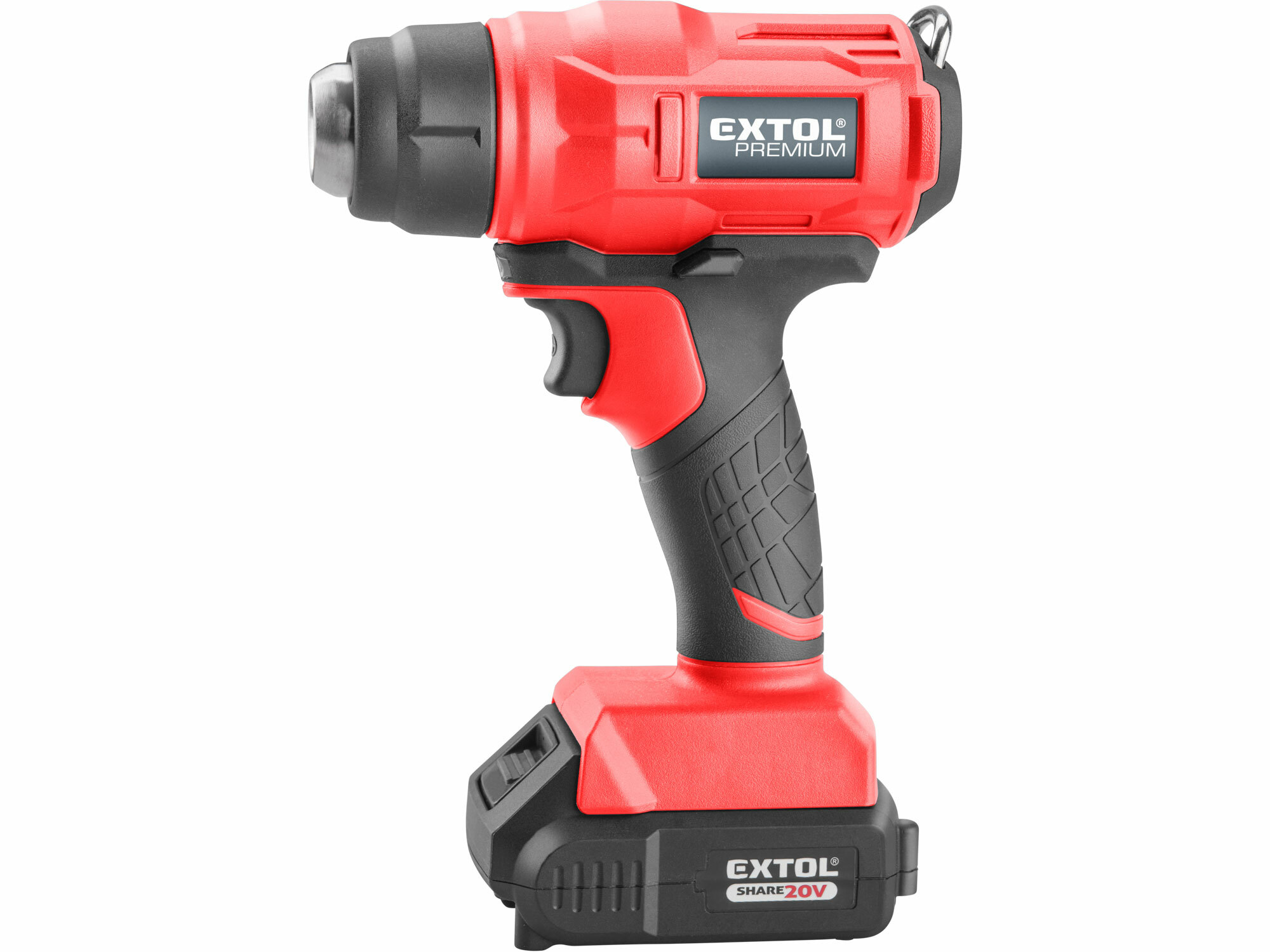 Pištoľ teplovzdušná aku Share20V, 1x2Ah, 550°C, EXTOL PREMIUM