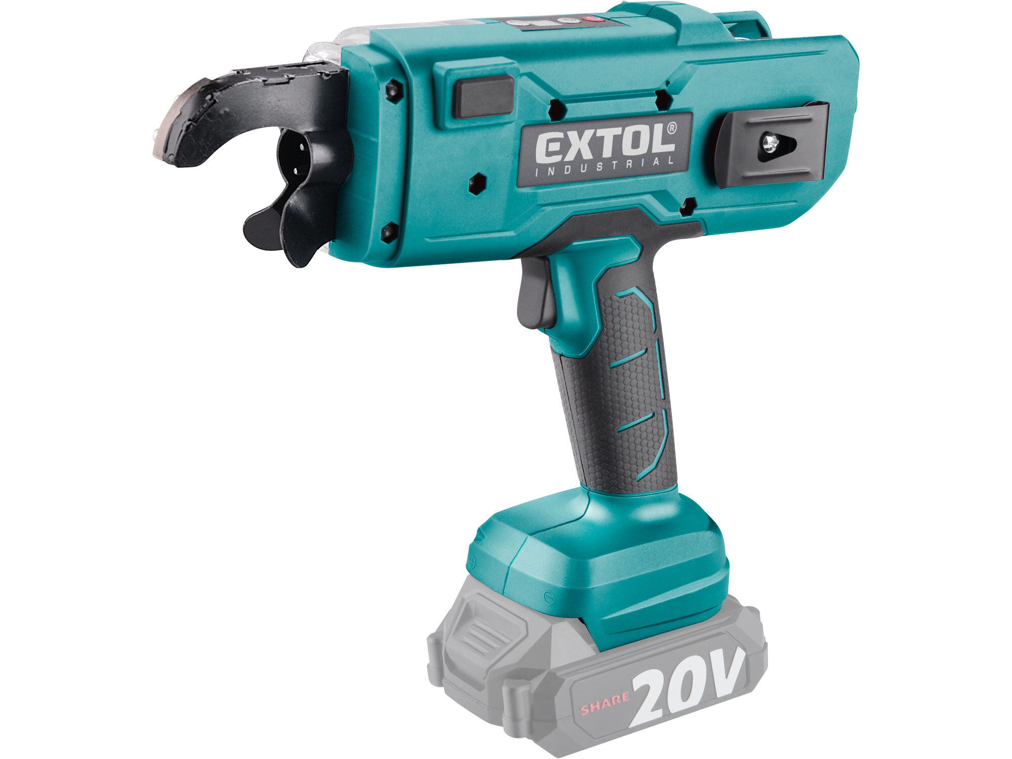 Viazač armatúr aku Share20V, bez aku, drôt 0,8mm, oko 8-34mm, bezuhlíkový motor, EXTOL INDUSTRIAL