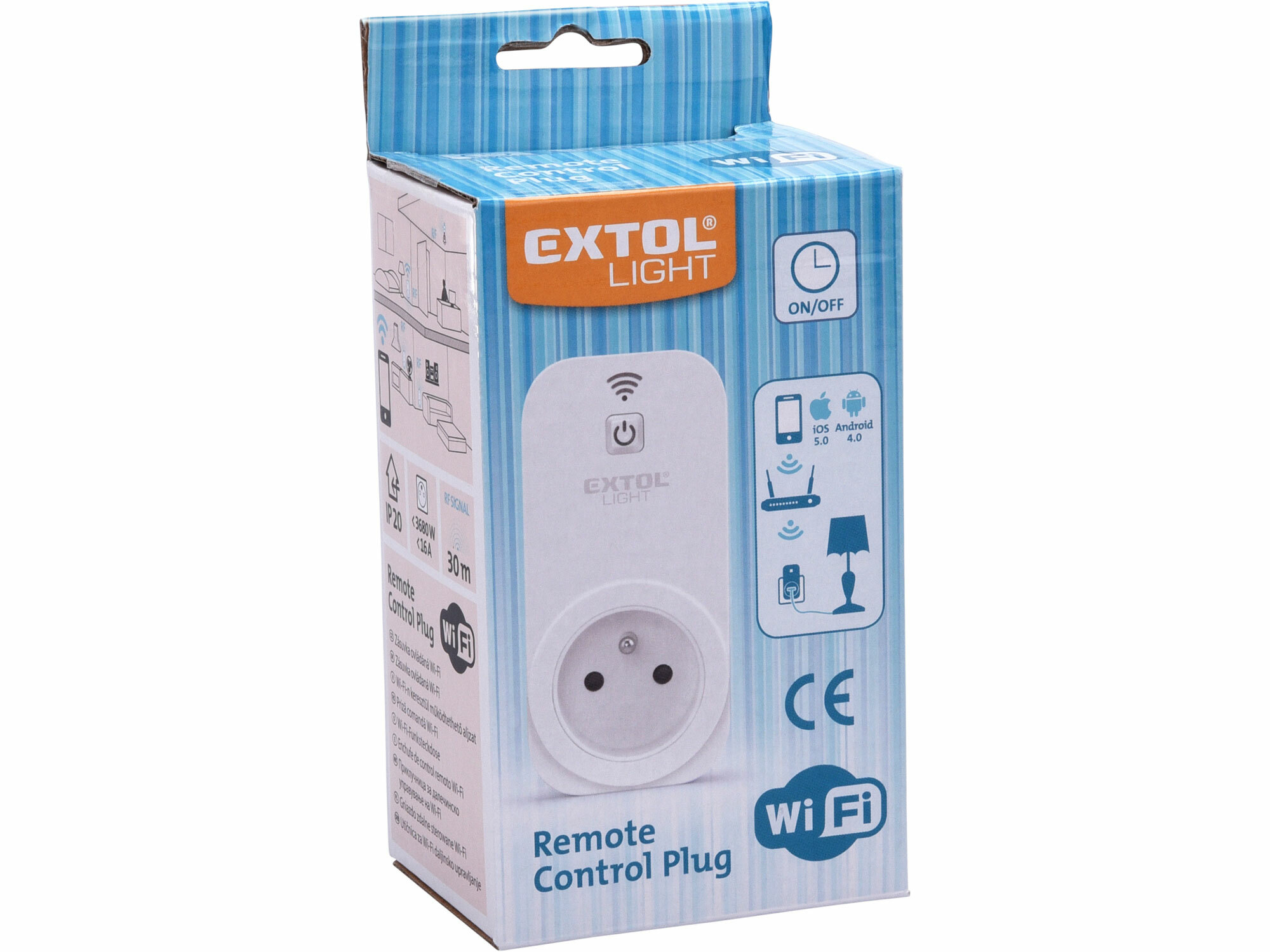 Zásuvka diaľkovo ovládaná cez Wi-Fi, EXTOL LIGHT