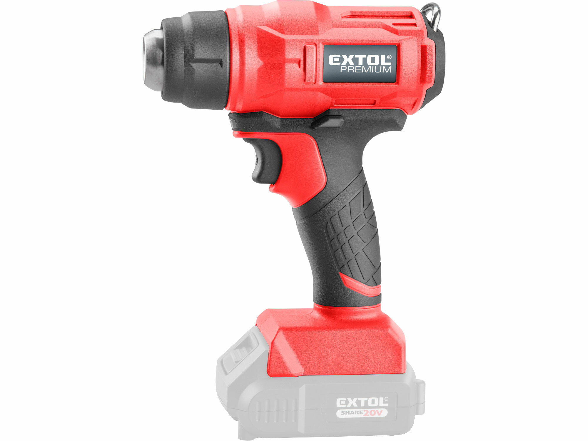 Pištoľ teplovzdušná aku Share20V, bez aku, 550°C, EXTOL PREMIUM