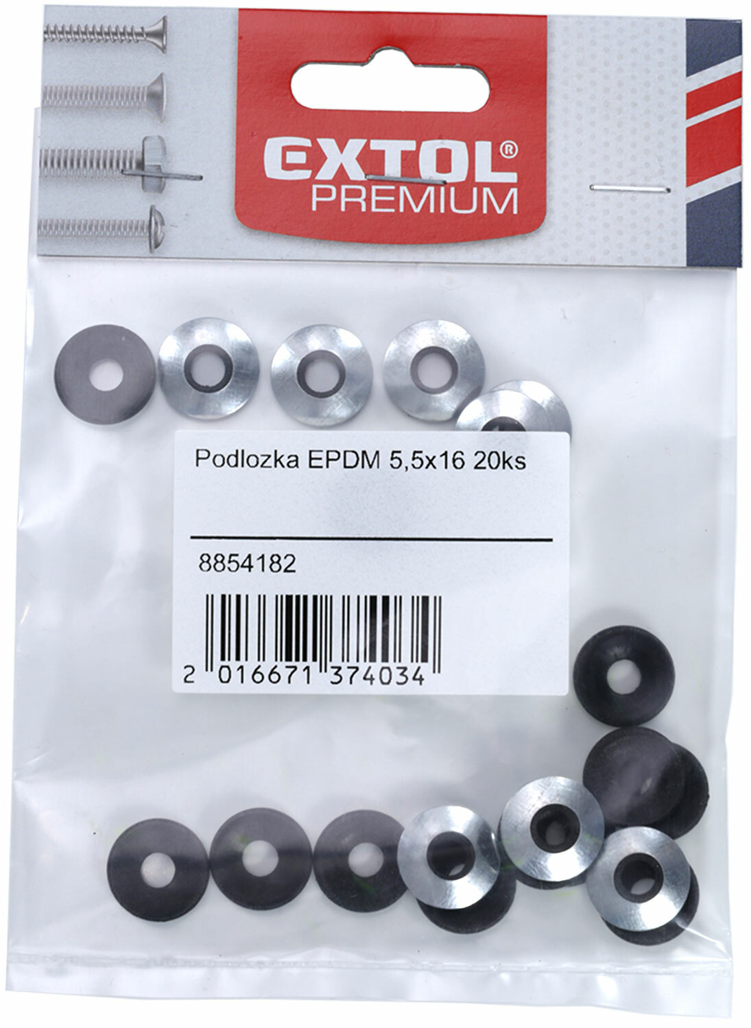 Podložka EPDM, 16ks, 6,3x18, EXTOL PREMIUM