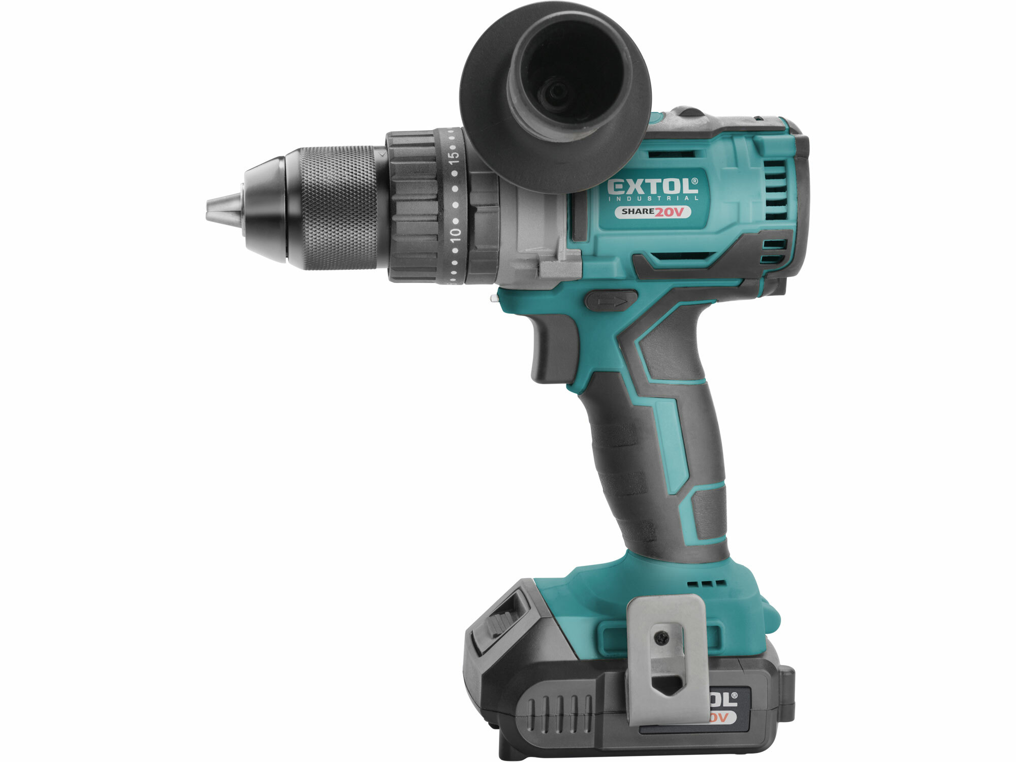 Vŕtačka s príklepom aku Share20V, 1x 2Ah, 65Nm, bezuhlíkový motor ,kufor, EXTOL INDUSTRIAL