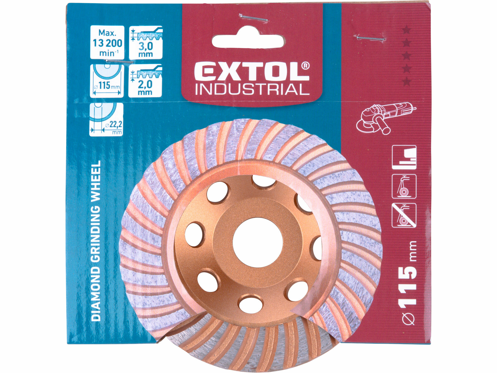 Kotúč brúsny diamantový dokončovací, 115mm, Turbo, EXTOL INDUSTRIAL