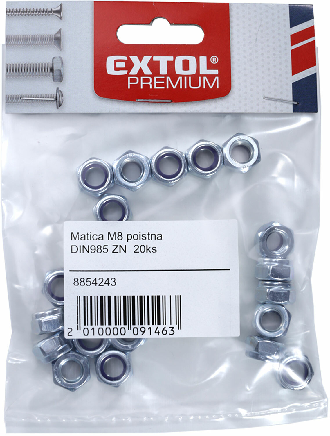 Matica poistná DIN985 ZN, 4ks, M16, EXTOL PREMIUM