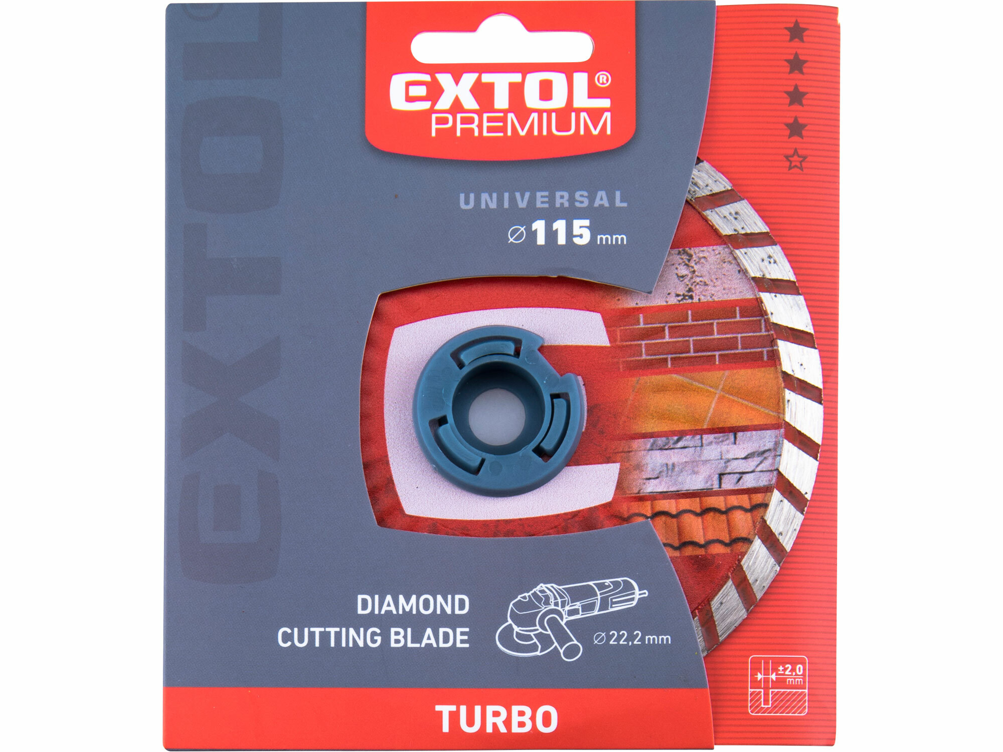 Kotúč rezný diamantový Turbo, 115mm, EXTOL PREMIUM