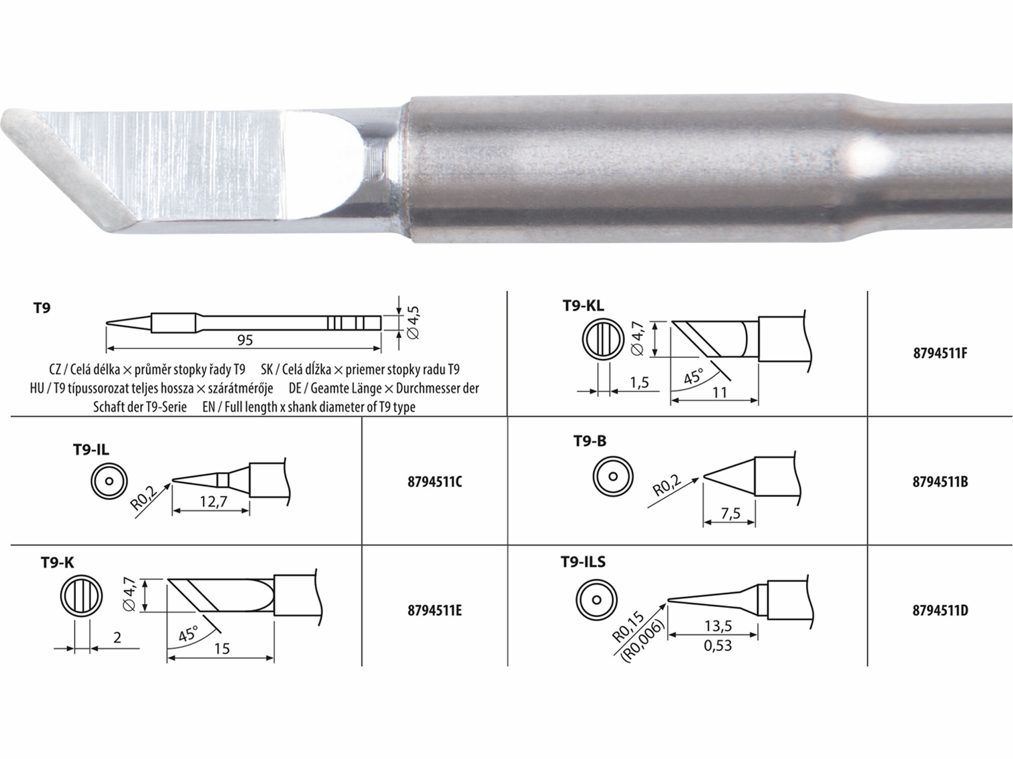 Hrot spájkovací T9-K pre 8794511, EXTOL INDUSTRIAL