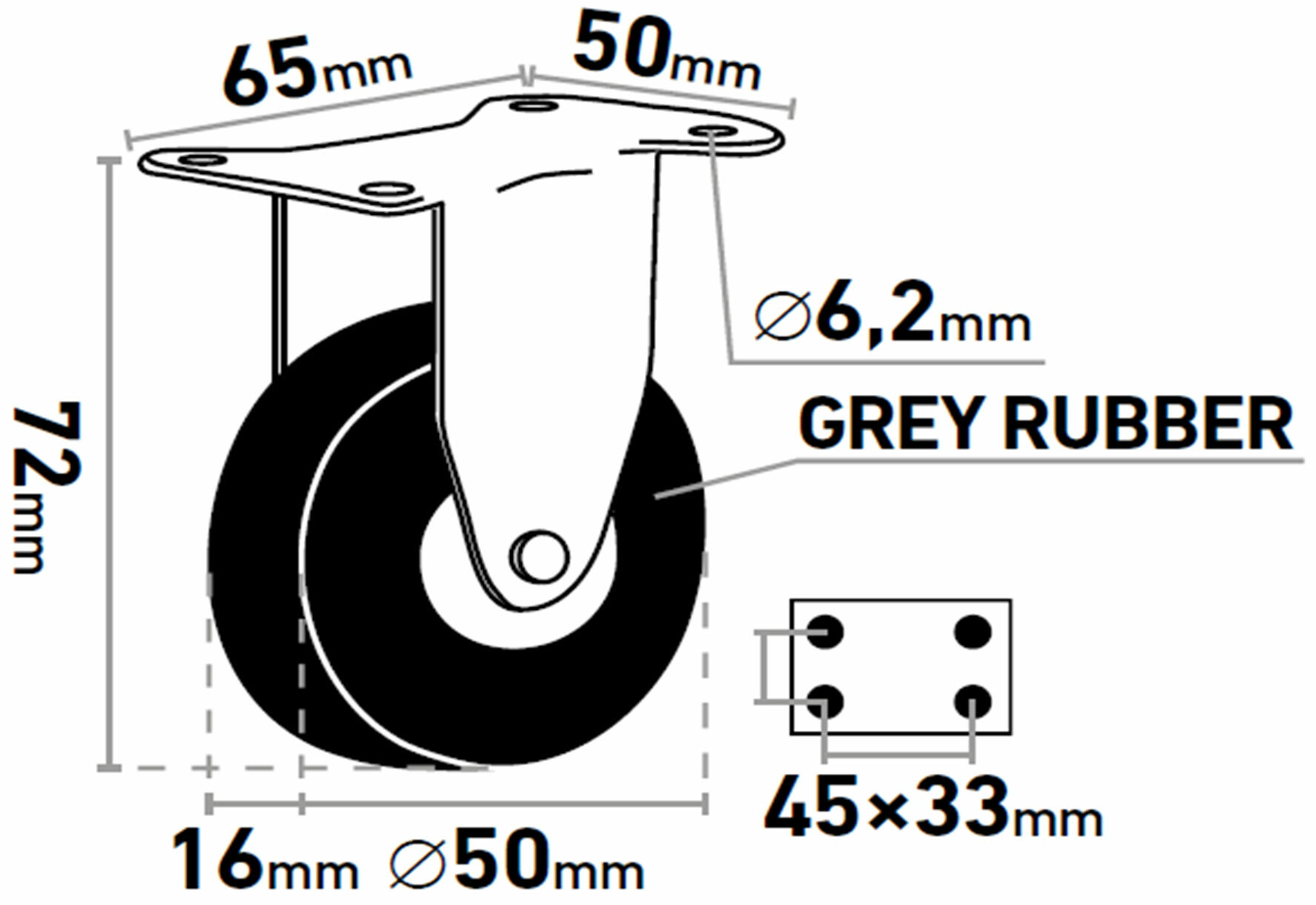 Kolieska pevné 2ks, Ø50mm, max. 27kg/1ks, EXTOL PREMIUM
