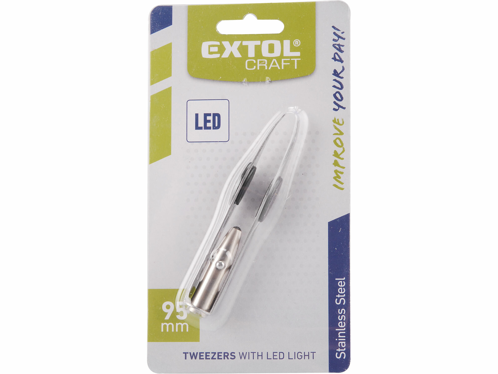 Pinzeta s LED, 95mm, antikoro