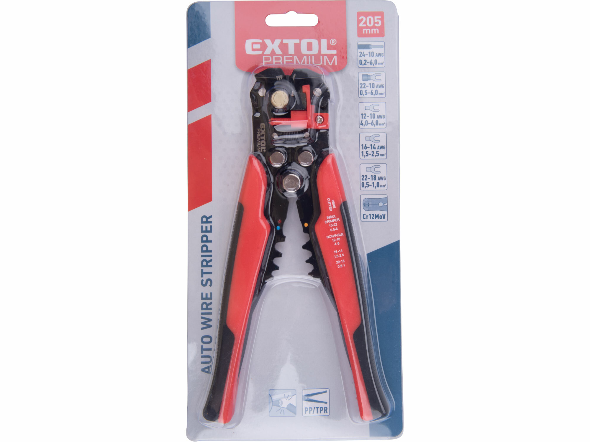 Kliešte odizolovacie a krimpovacie automatické, 210mm, 0,2-6,0mm², EXTOL PREMIUM