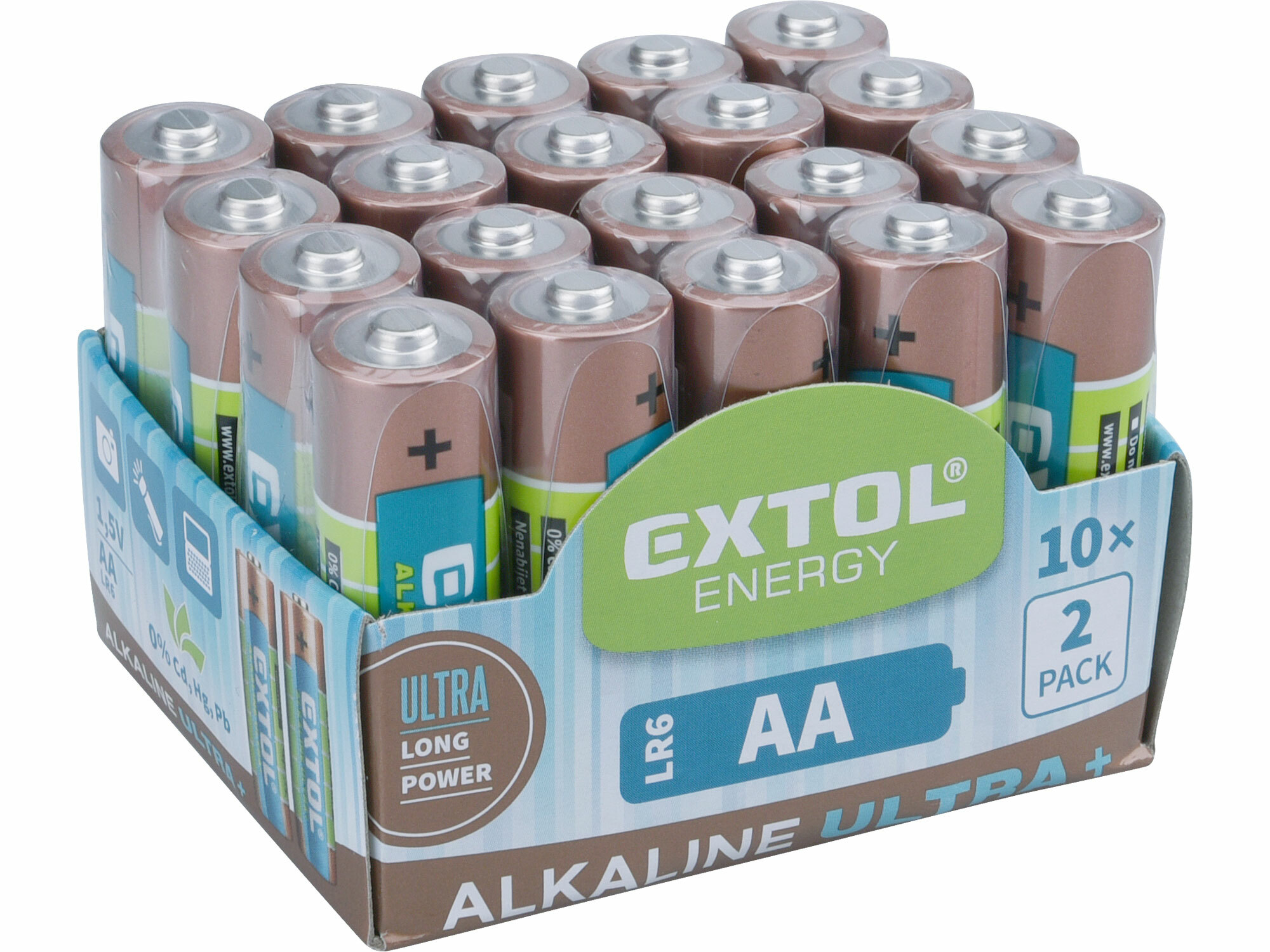 Batéria alkalická 20ks, 1,5V, typ AA, EXTOL ENERGY