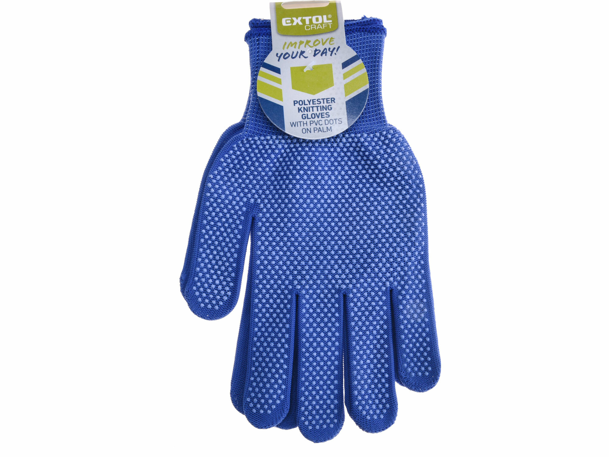 Rukavice z polyesteru s PVC terčíkmi na dlani, 8", EXTOL CRAFT