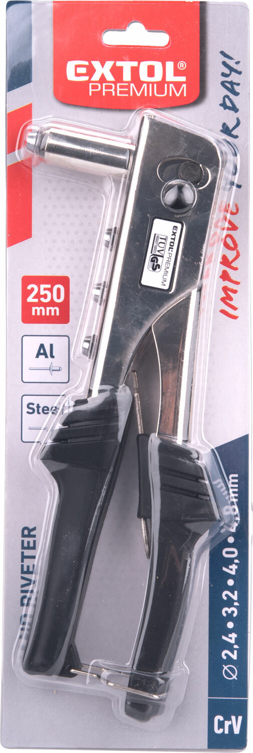 Kliešte nitovacie oceľové, 255mm, Ø2,4-3,2-4,0-4,8mm, EXTOL PREMIUM