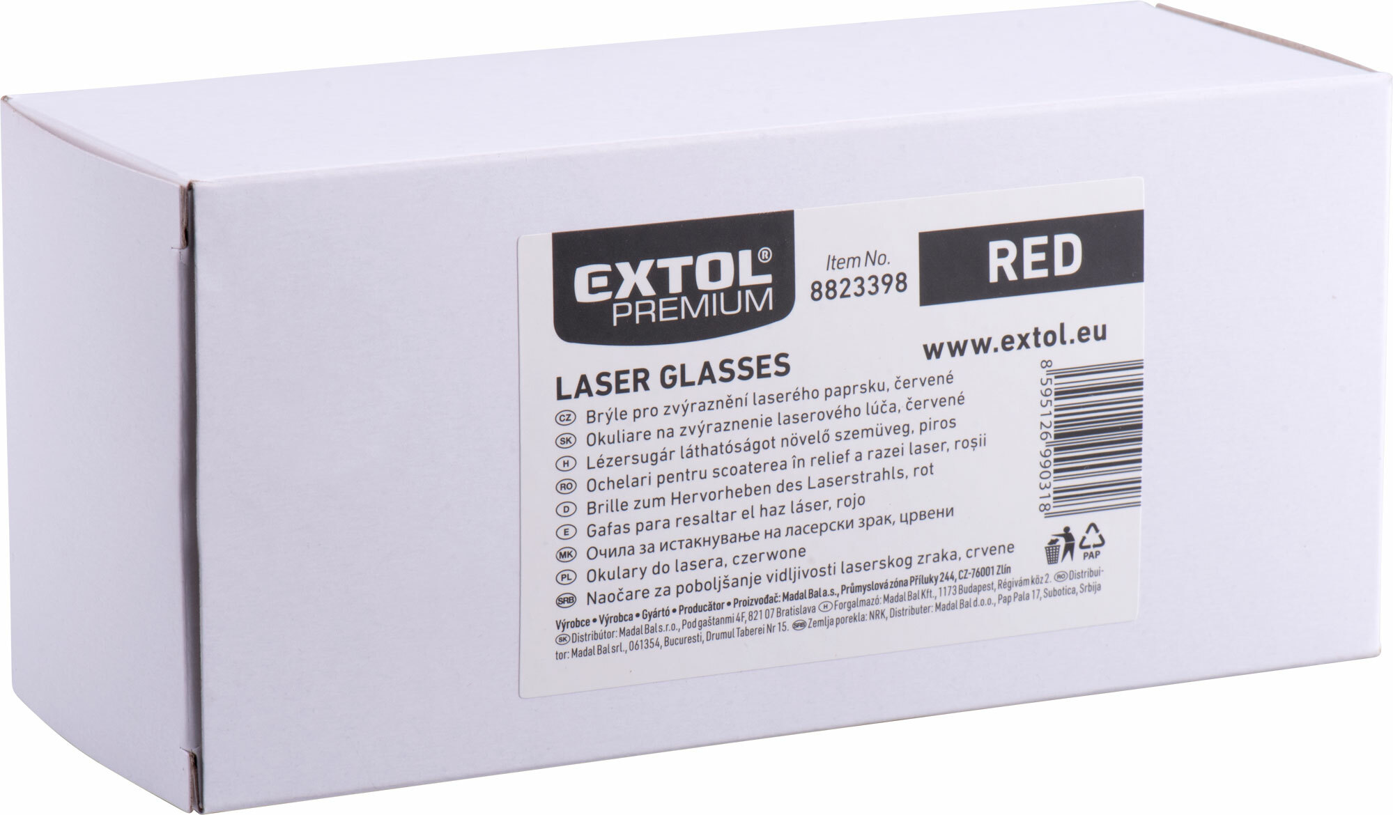 Okuliare k laserovej vodováhe, červené, EXTOL PREMIUM