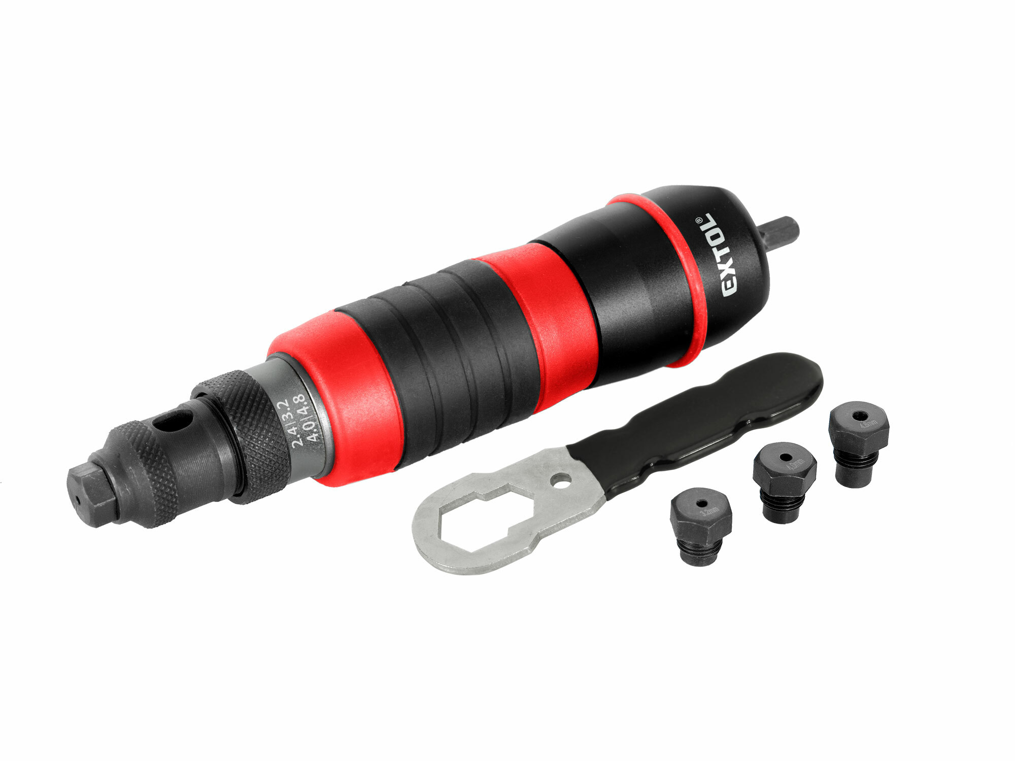 Nadstavec na nitovanie trhacích nitov 2,4-4,8mm, pre akumulátorovú skrutkovačku, EXTOL PREMIUM