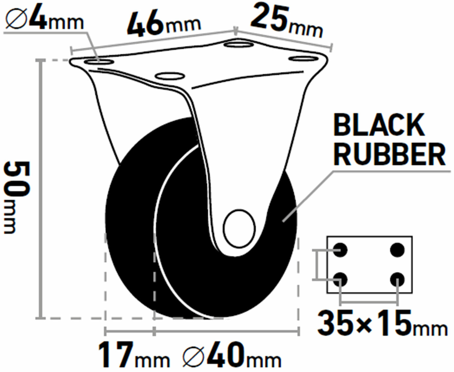 Kolieska pevné 2ks, Ø40mm, max. 20kg/1ks, EXTOL CRAFT