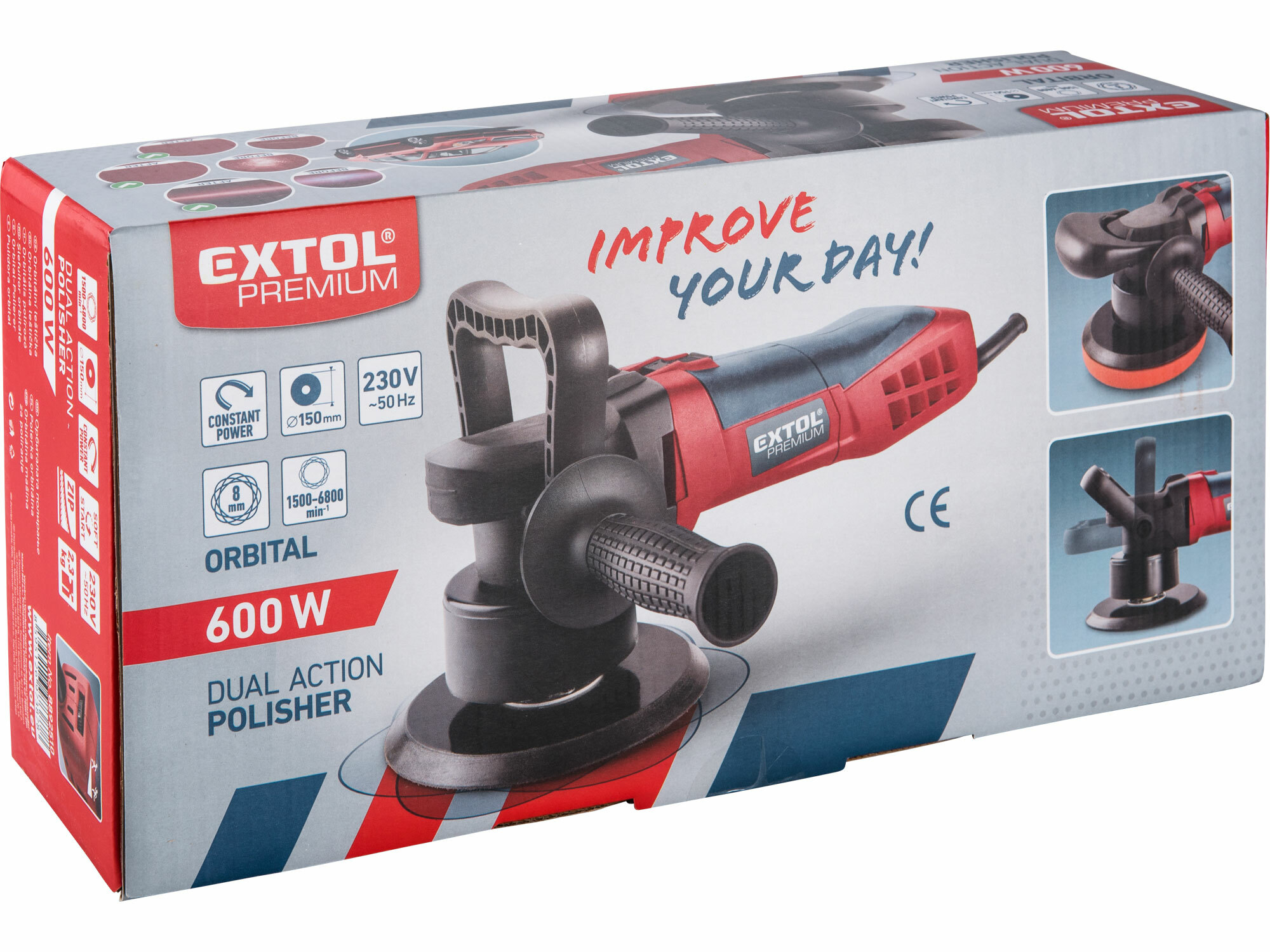 Leštička orbitálna excentrická, príkon 600W, priemer 150mm, EXTOL PREMIUM