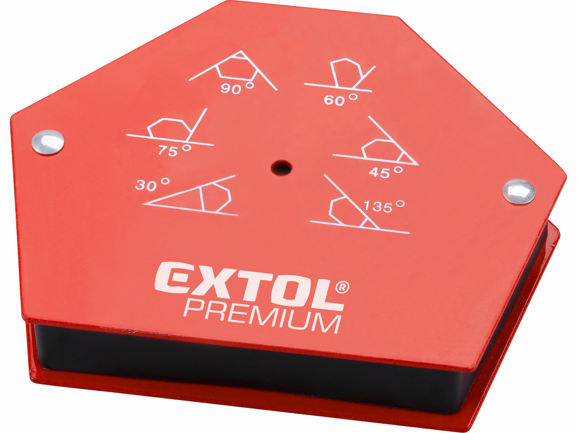 Uholník magnetický na zváranie, 30°-45°-60°-75°-90°-135°., sila magnetu 23kg, EXTOL PREMIUM