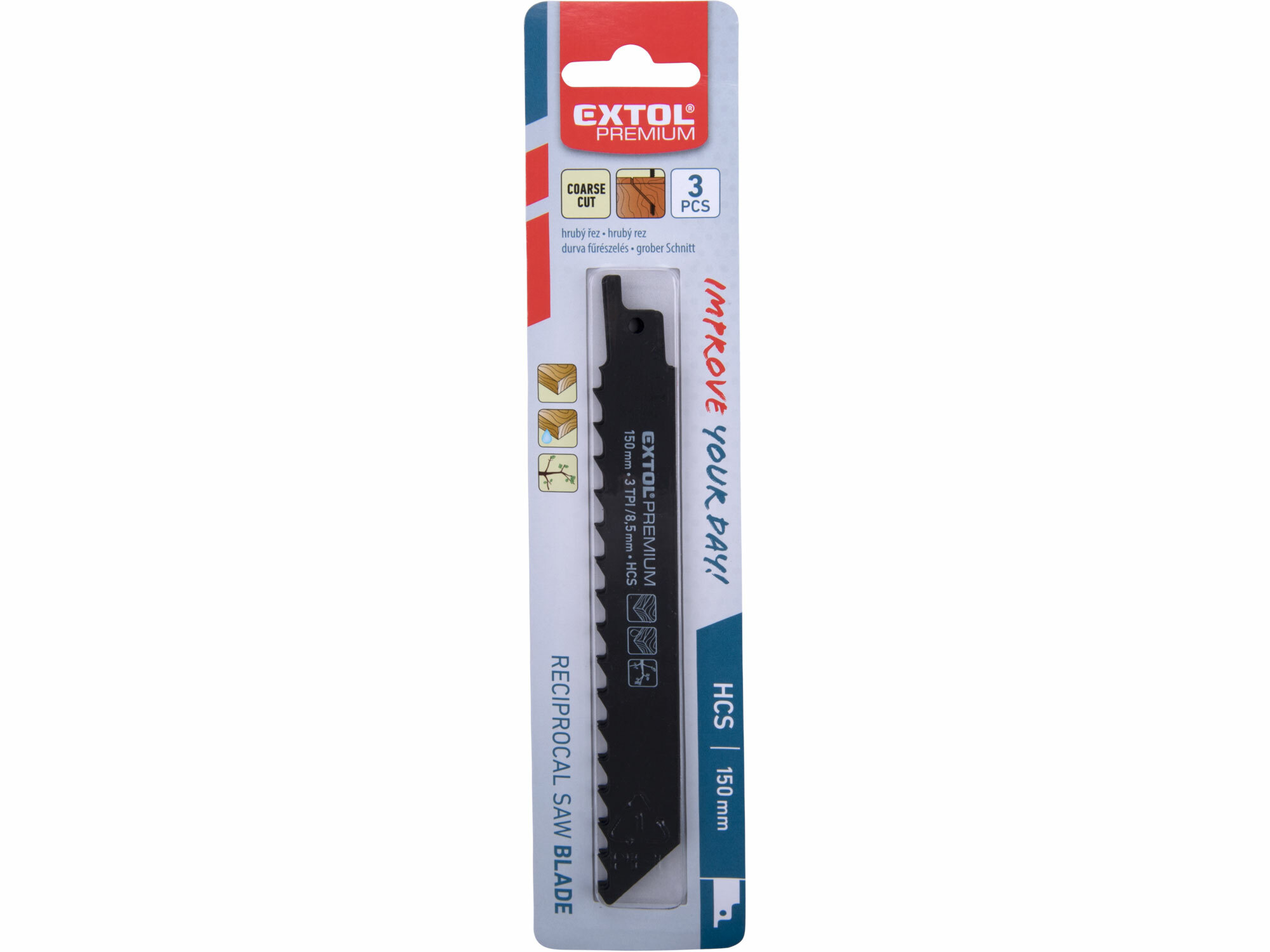 List pílový do chvostovej píly 3ks, 150mm, HCS, EXTOL PREMIUM