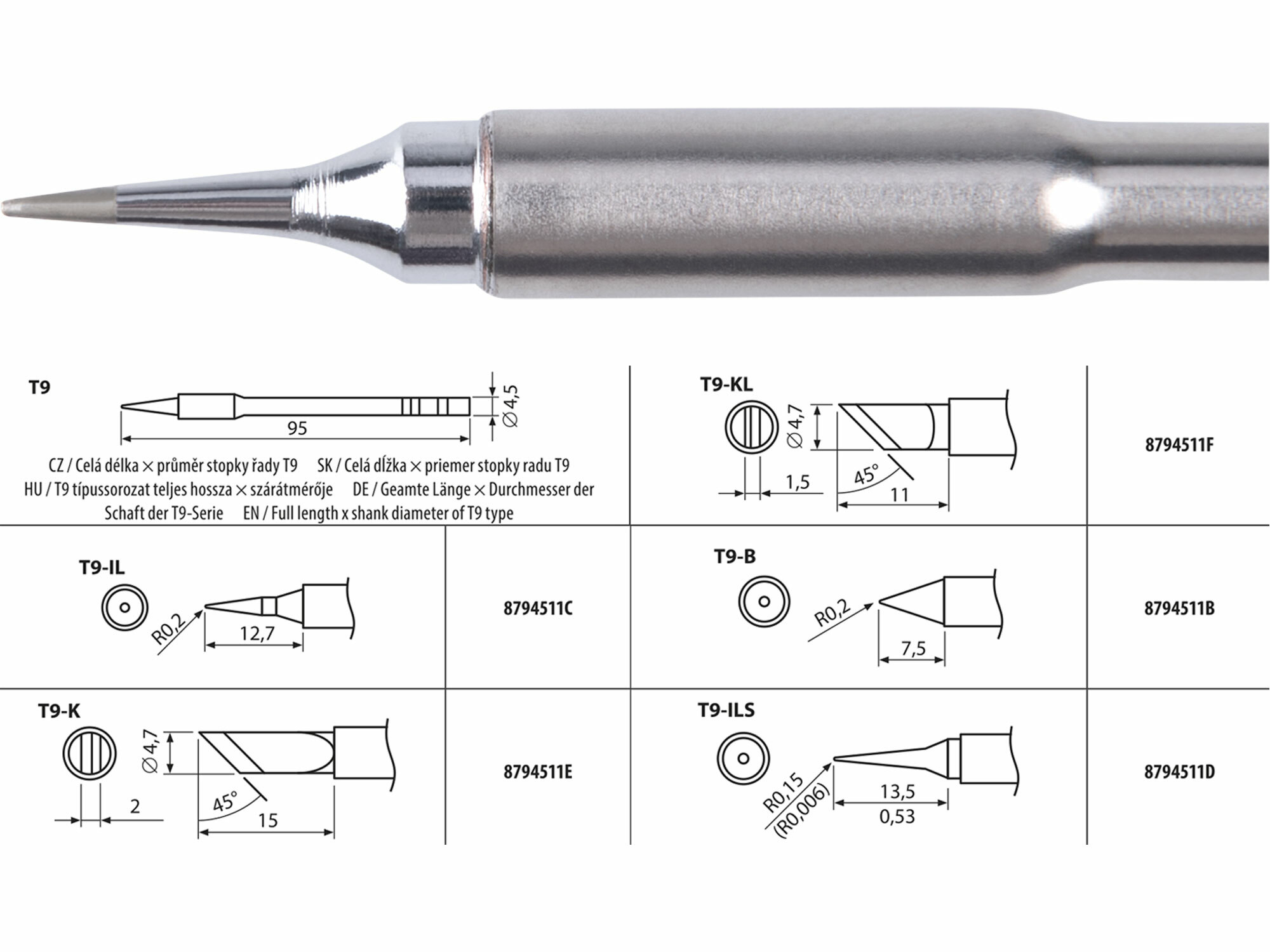 Hrot spájkovací T9-ILS pre 8794511, EXTOL INDUSTRIAL